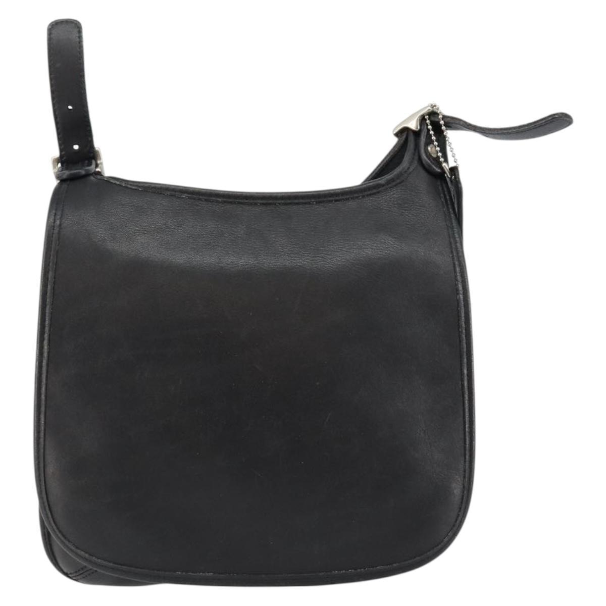 Coach Shoulder Bag Leather Black Gold Auth 142078