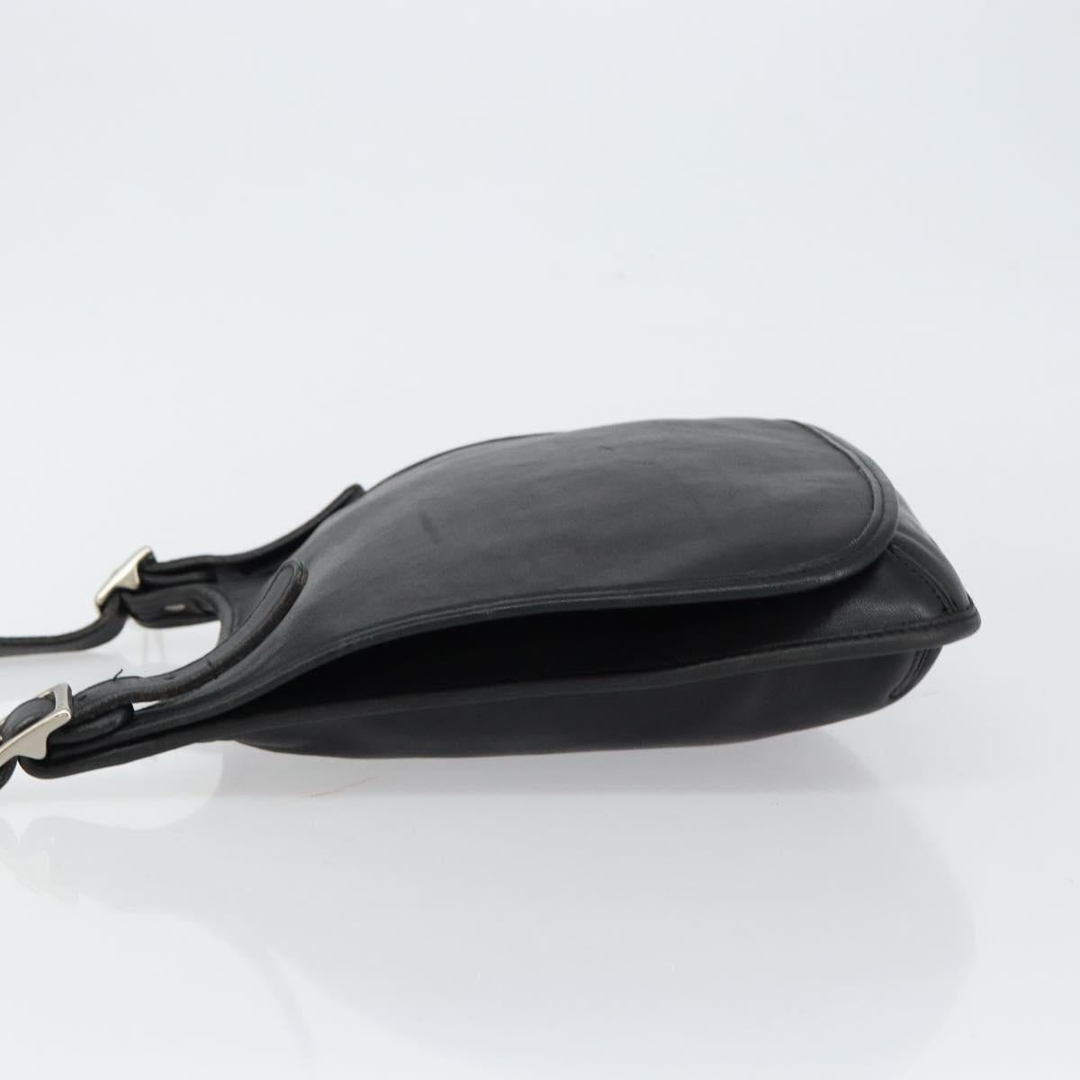 Coach Shoulder Bag Leather Black Gold Auth 142078