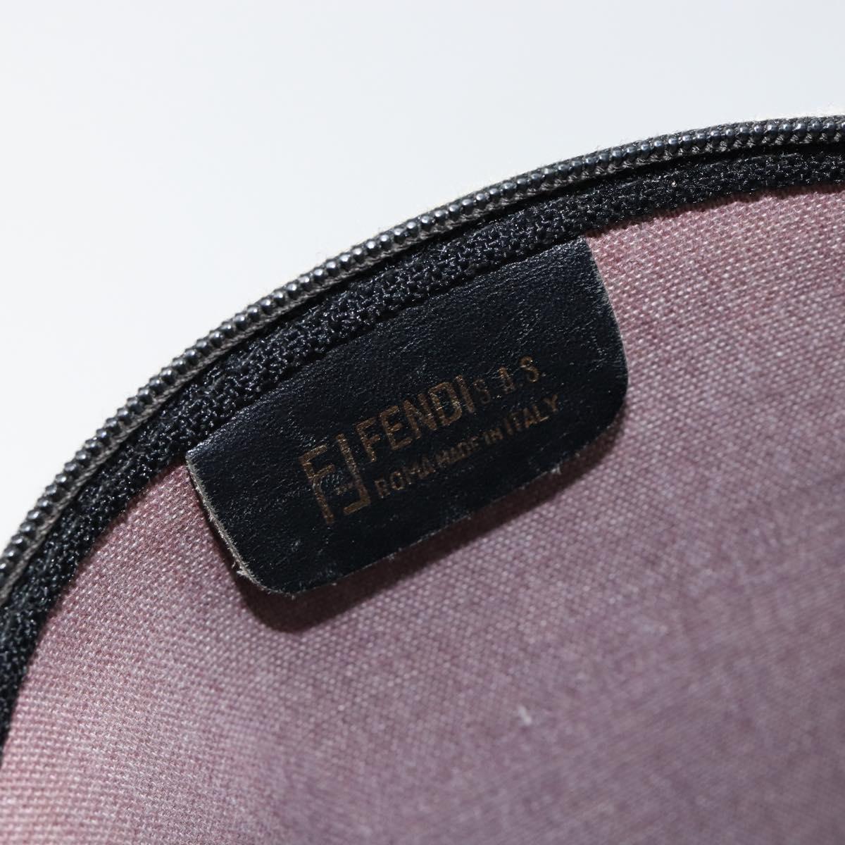 FENDI Zucca Canvas Pouch PVC Vintage Brown Black gold Auth 142080