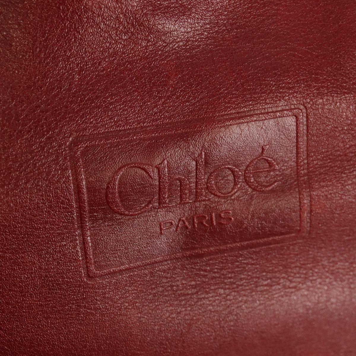 Chloe Paddington Boston Bag Leather 2way Red Gold Auth 142081