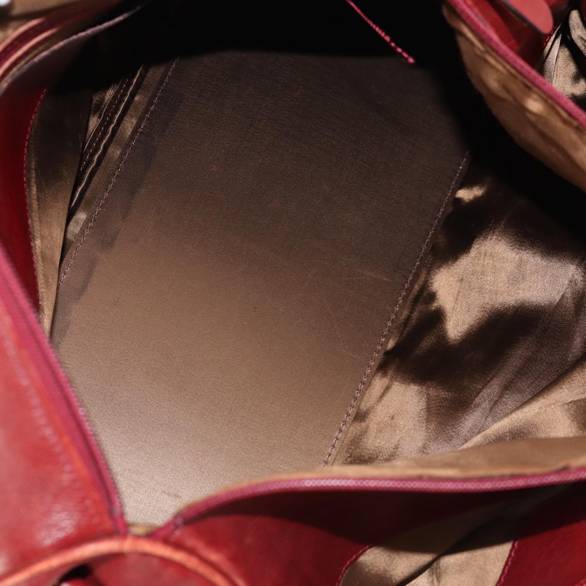 Chloe Paddington Boston Bag Leather 2way Red Gold Auth 142081