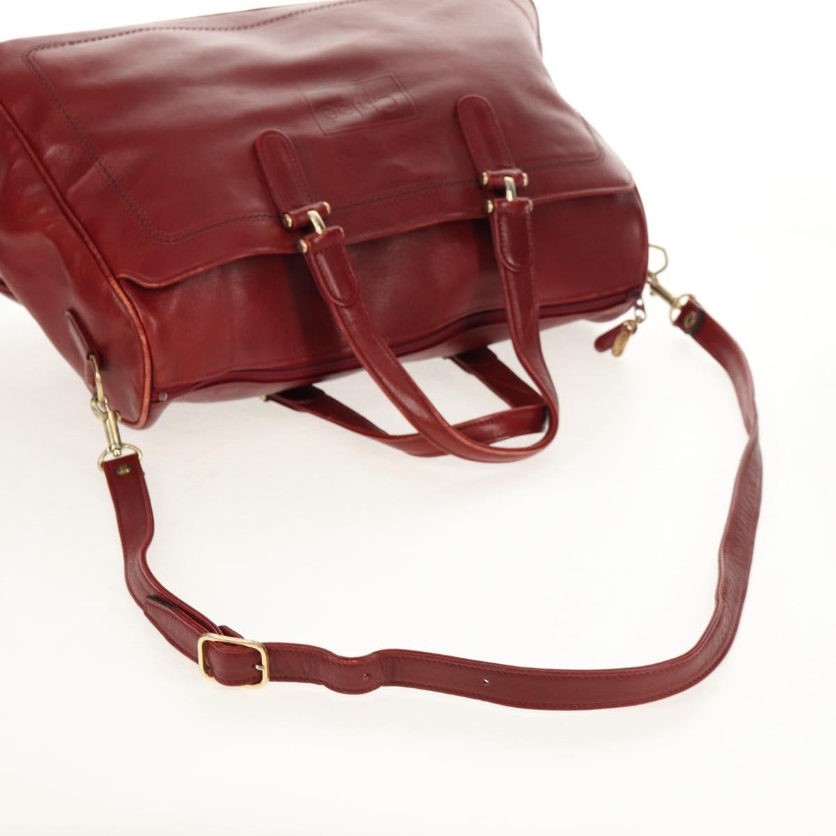 Chloe Paddington Boston Bag Leather 2way Red Gold Auth 142081