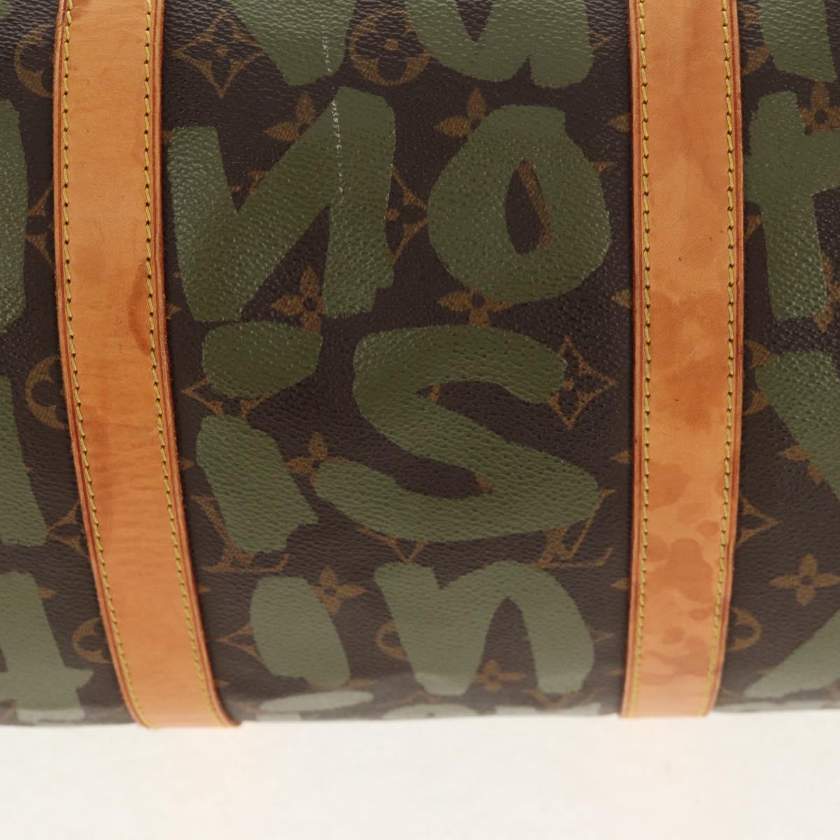 LOUIS VUITTON Monogram Graffiti Keepall 50 Boston Bag Khaki M92196 Auth 142094V