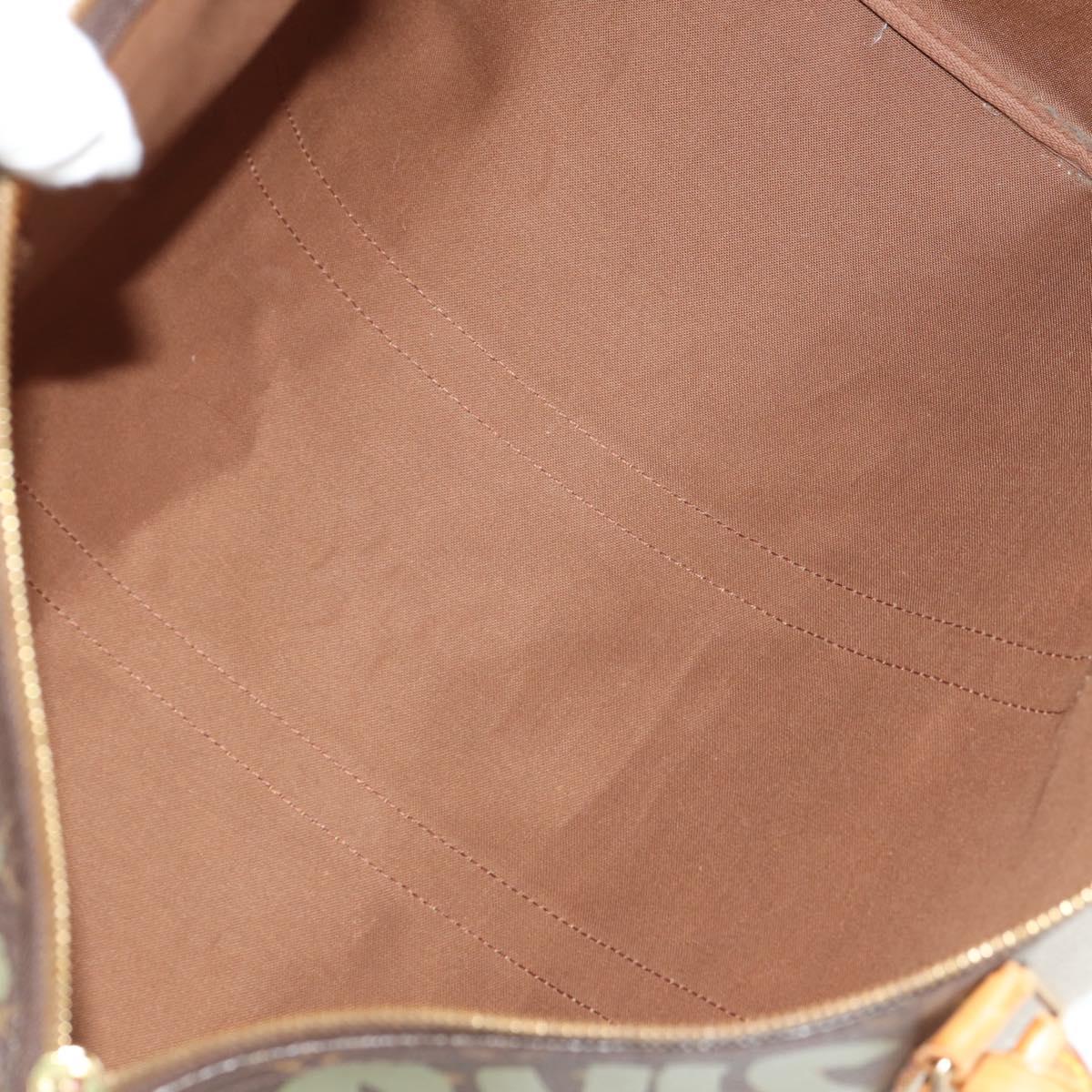 LOUIS VUITTON Monogram Graffiti Keepall 50 Boston Bag Khaki M92196 Auth 142094V