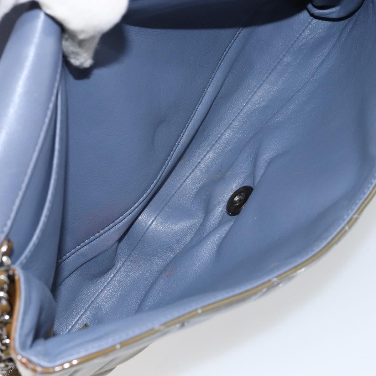 CHANEL Matelasse Chain Shoulder Bag Patent leather Purple Silver CC Auth 142098