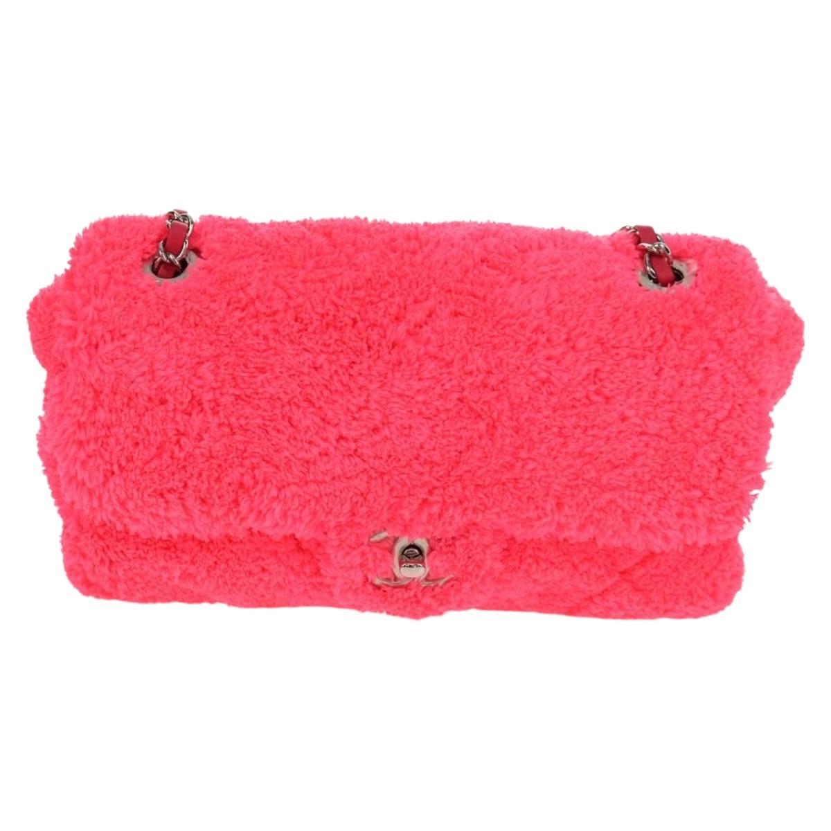 CHANEL Matelasse 25 Chain Shoulder Bag Pile Pink Silver CC Auth 142100SM