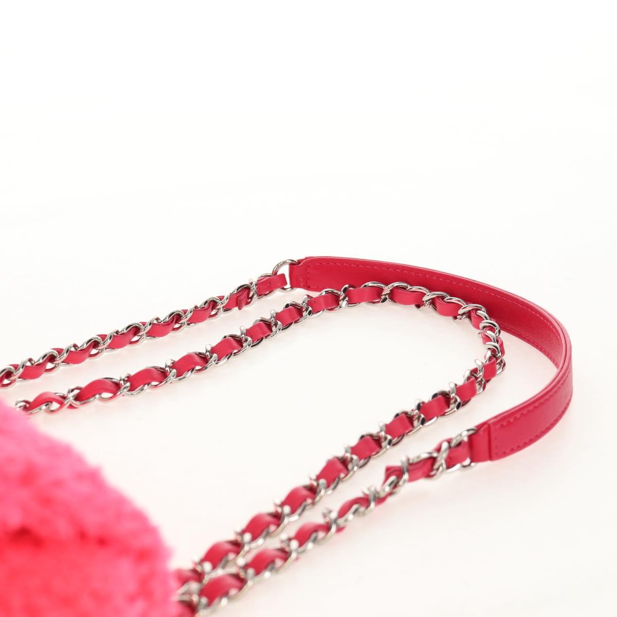 CHANEL Matelasse 25 Chain Shoulder Bag Pile Pink Silver CC Auth 142100SM