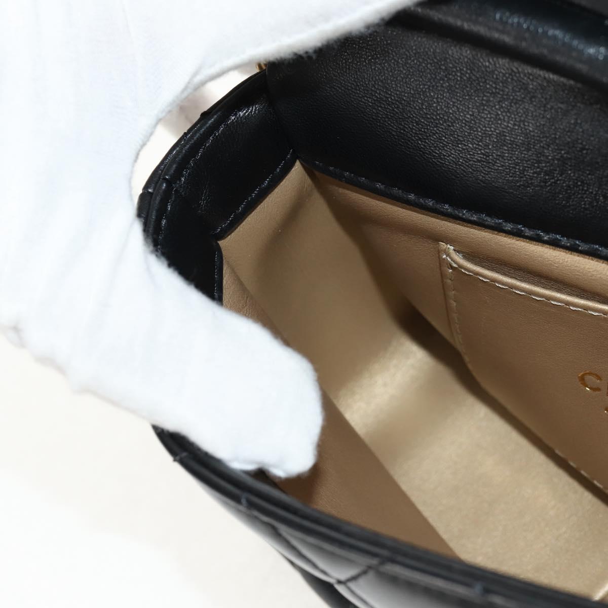 CHANEL Mini Matelasse Chain Shoulder Bag Lamb Skin Black Gold CC Auth 142102SM