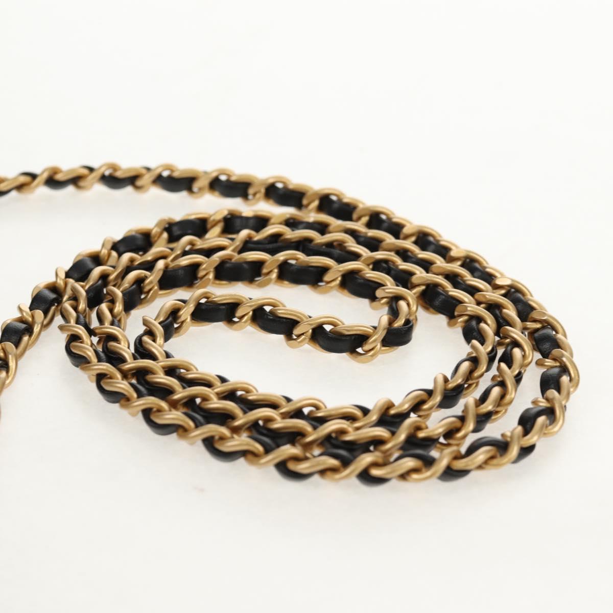 CHANEL Mini Matelasse Chain Shoulder Bag Lamb Skin Black Gold CC Auth 142102SM