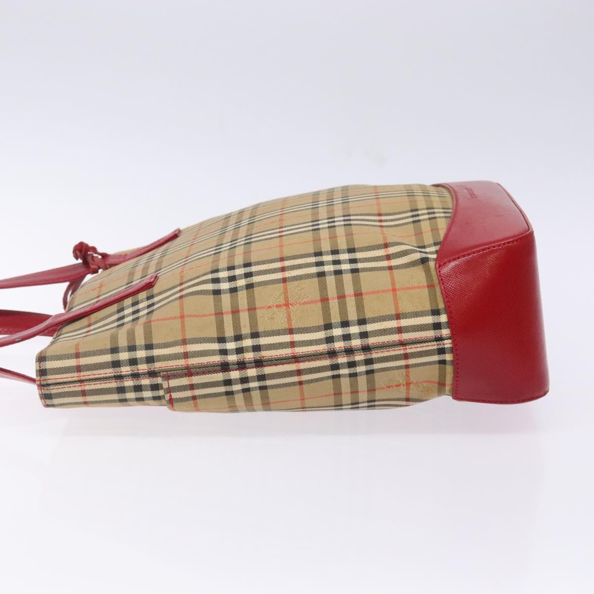 BURBERRY Nova Check Tote Bag Canvas Beige Gold Auth 142111