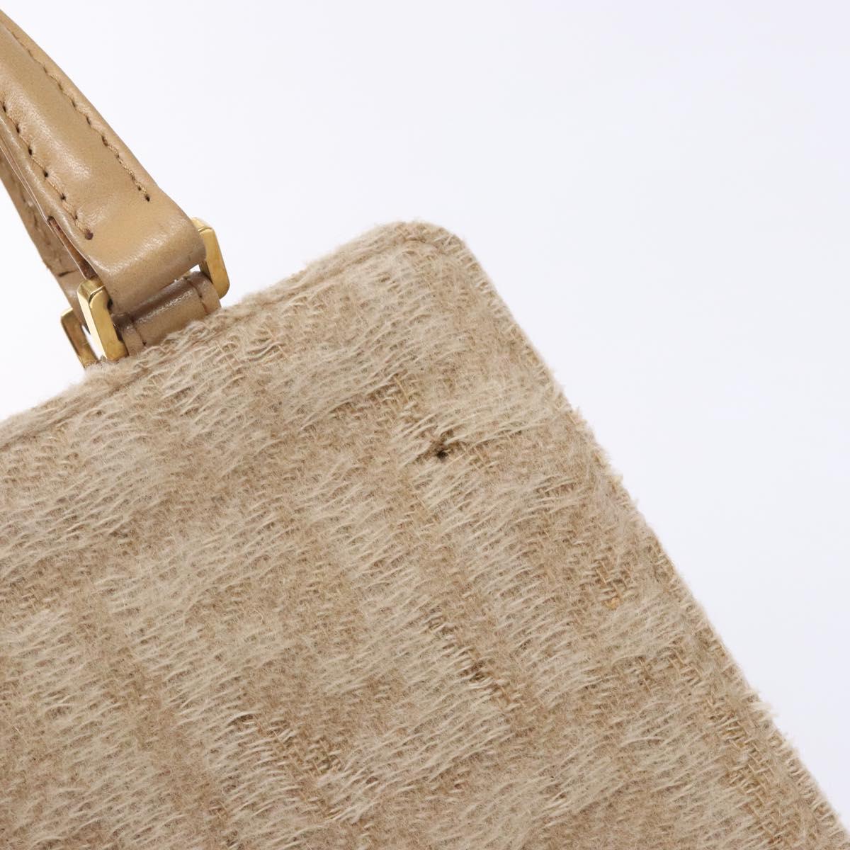 FENDI Zucca Canvas Hand Bag Beige Gold Auth 142112