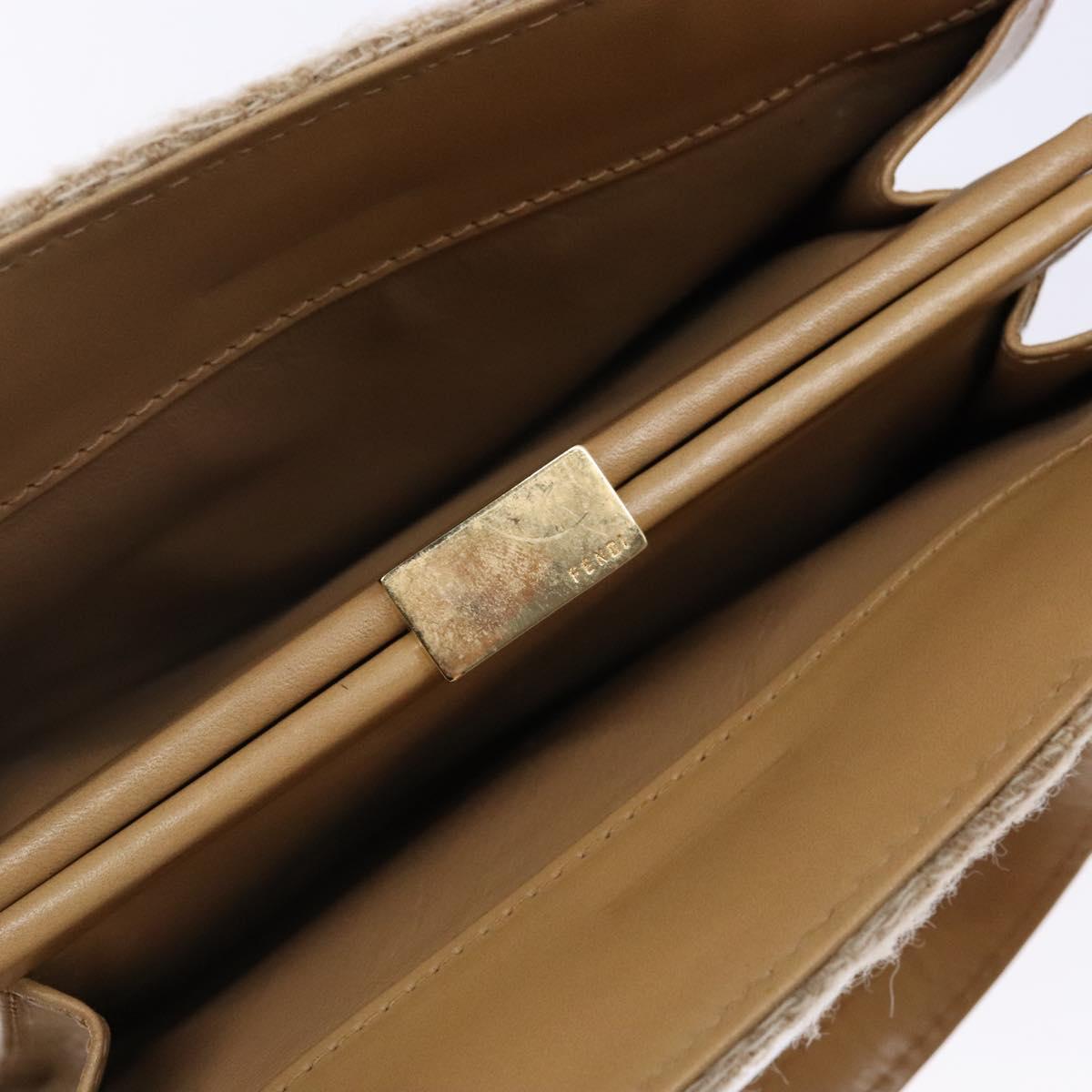 FENDI Zucca Canvas Hand Bag Beige Gold Auth 142112