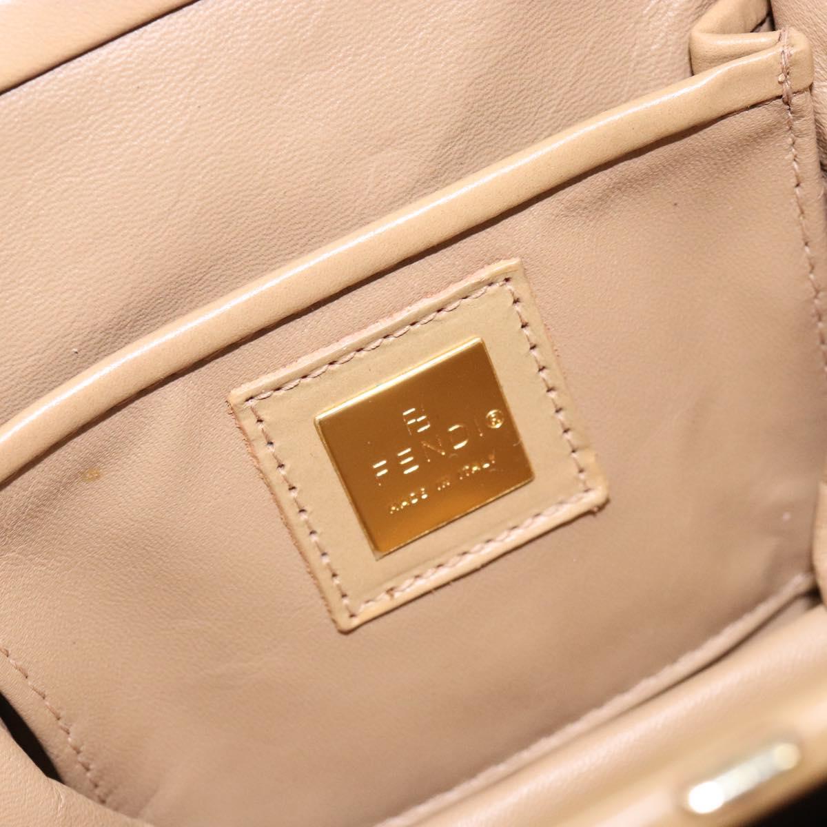 FENDI Zucca Canvas Hand Bag Beige Gold Auth 142112