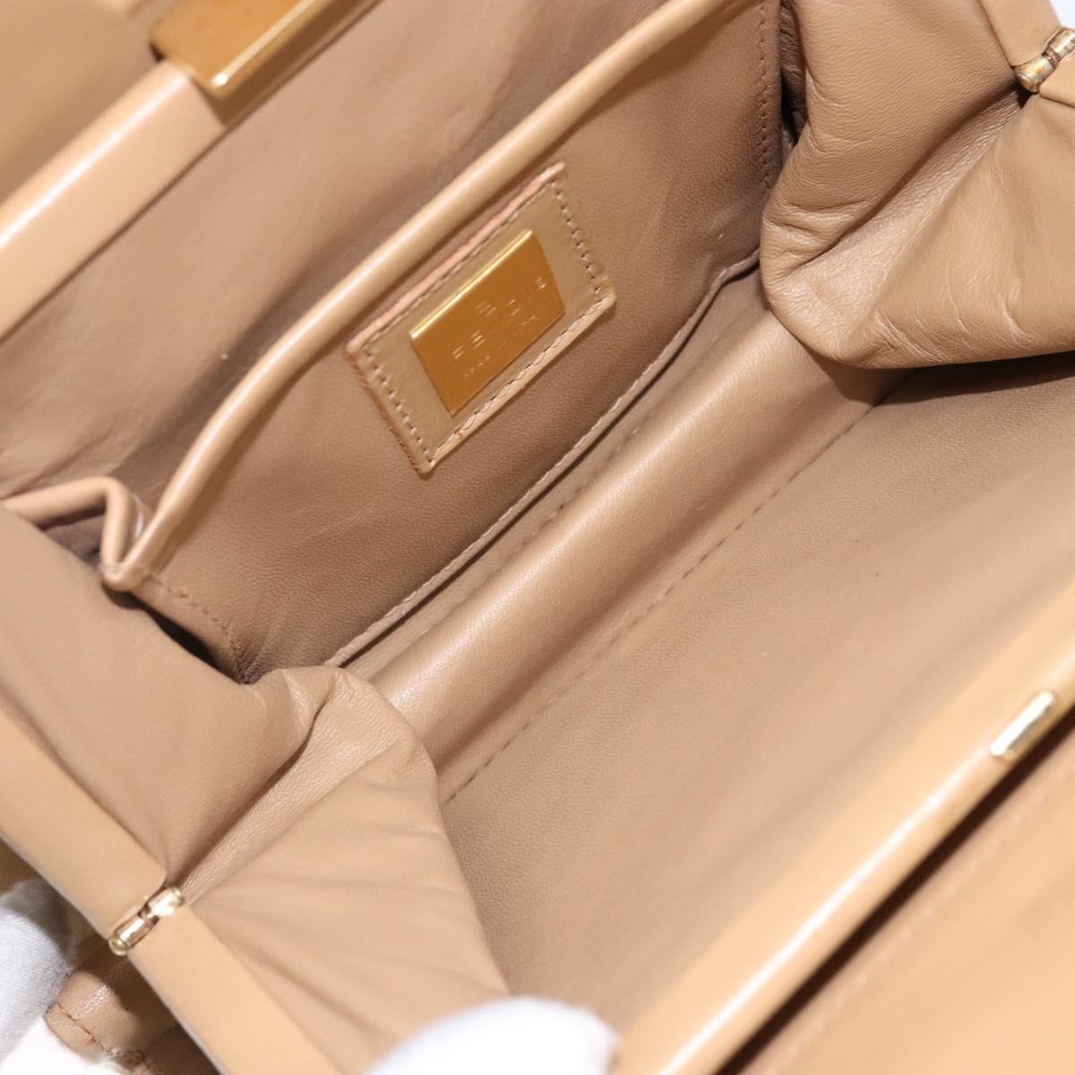 FENDI Zucca Canvas Hand Bag Beige Gold Auth 142112