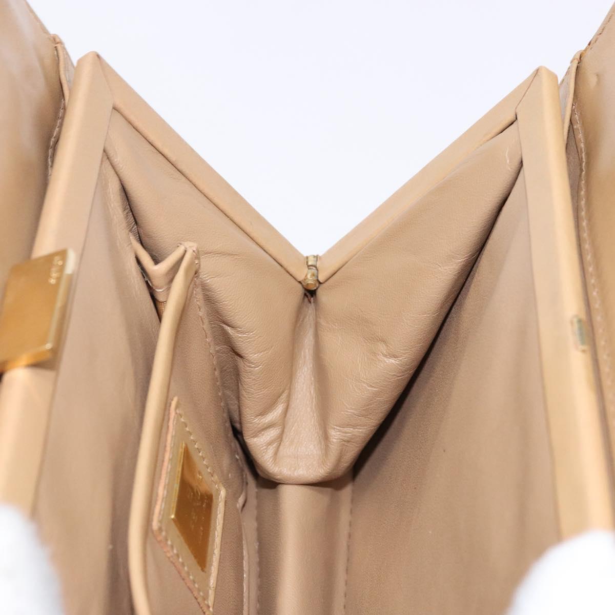 FENDI Zucca Canvas Hand Bag Beige Gold Auth 142112