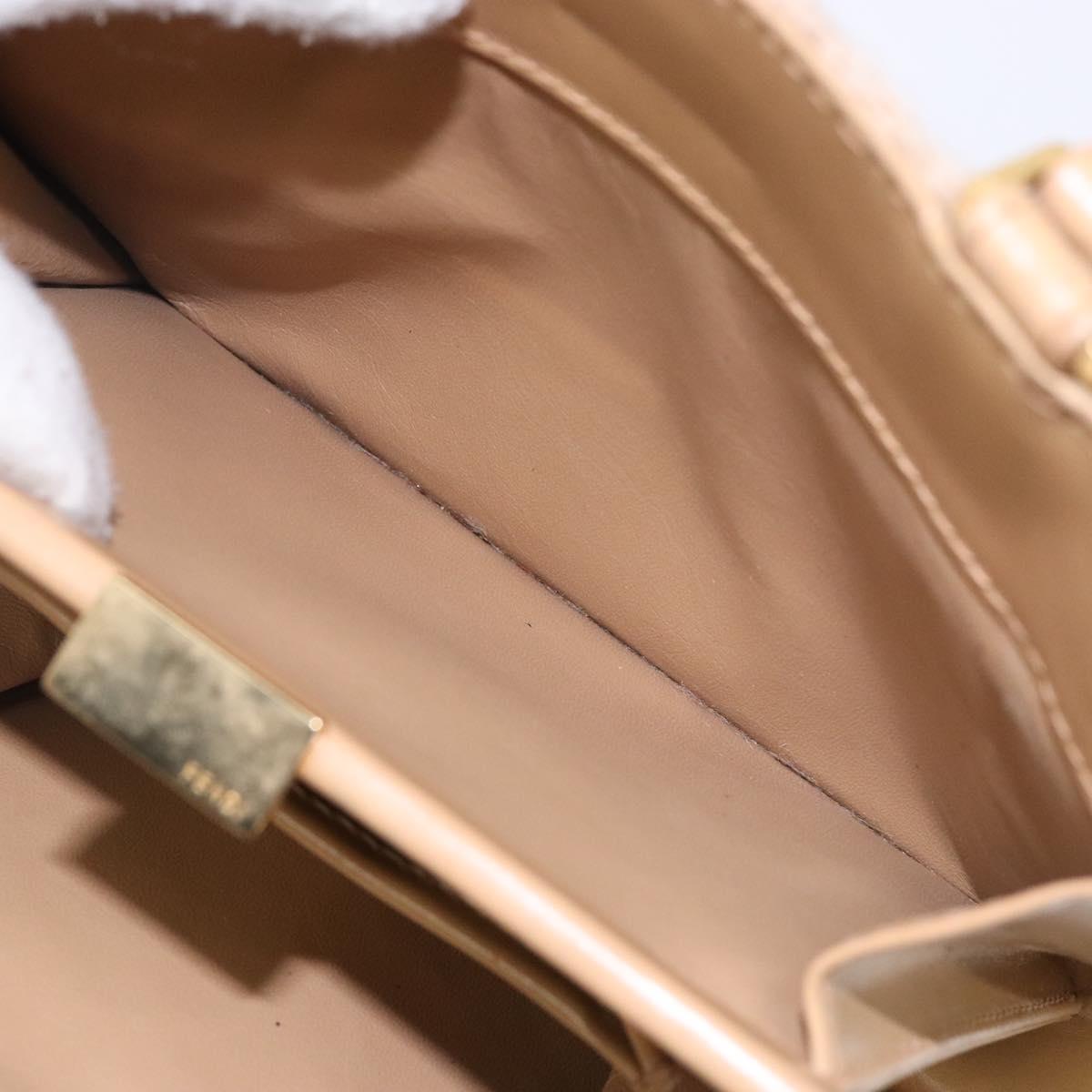 FENDI Zucca Canvas Hand Bag Beige Gold Auth 142112