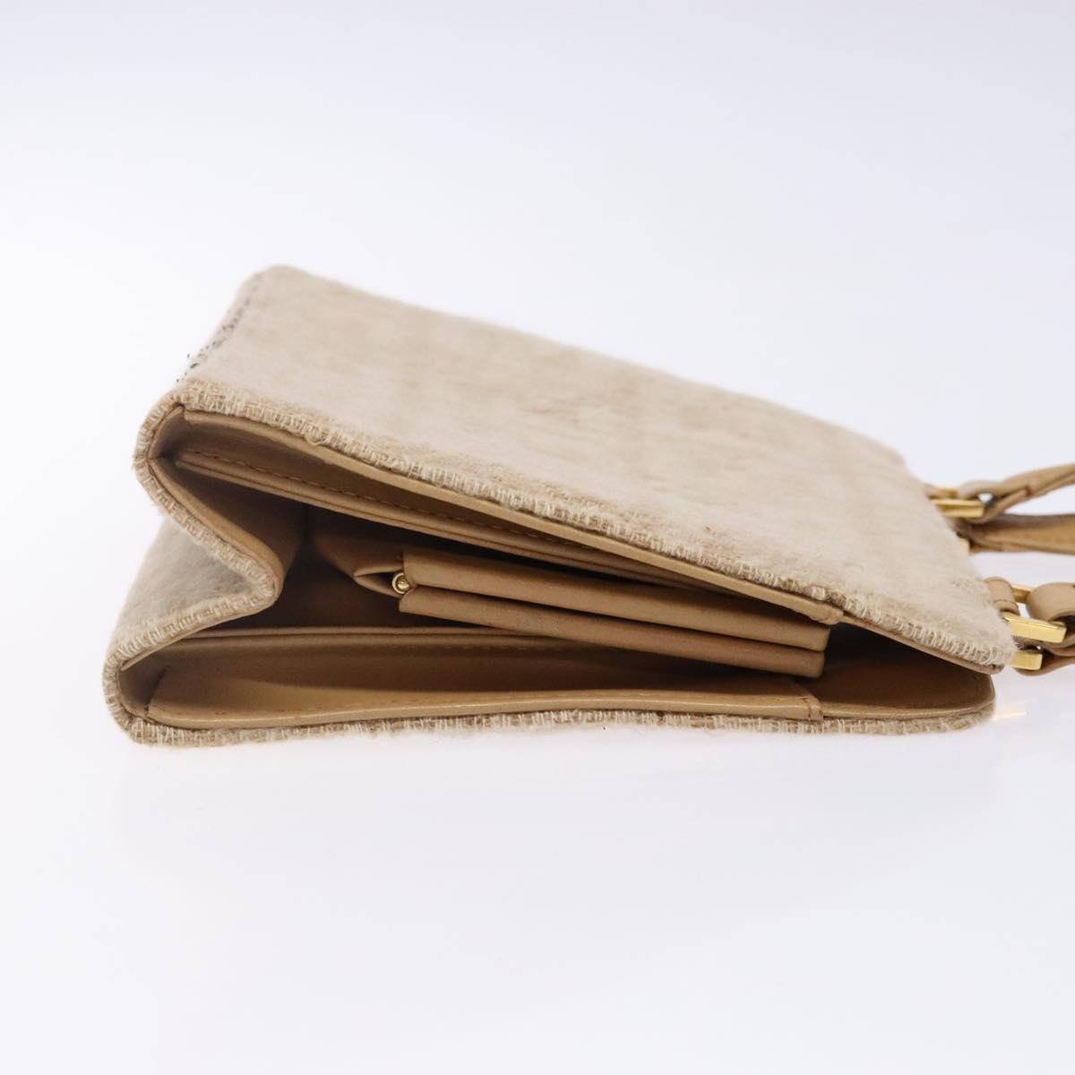 FENDI Zucca Canvas Hand Bag Beige Gold Auth 142112