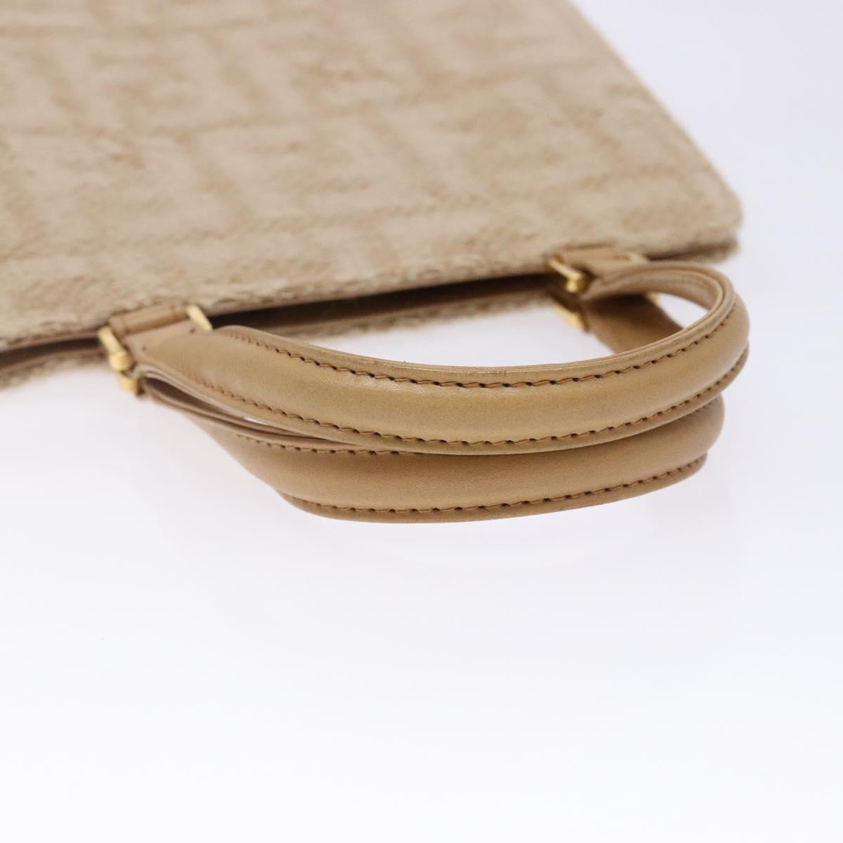 FENDI Zucca Canvas Hand Bag Beige Gold Auth 142112