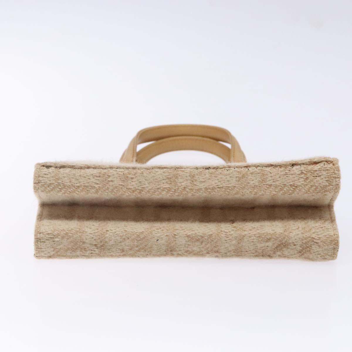 FENDI Zucca Canvas Hand Bag Beige Gold Auth 142112