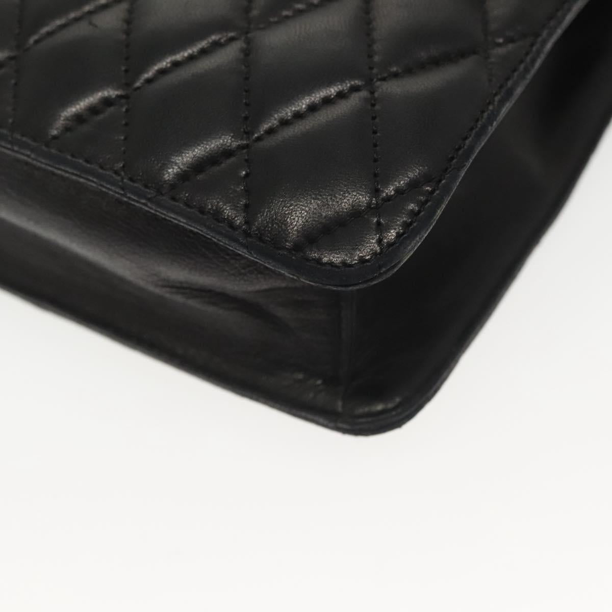 BALLY Chain Shoulder Bag Leather Black Gold Auth 142113