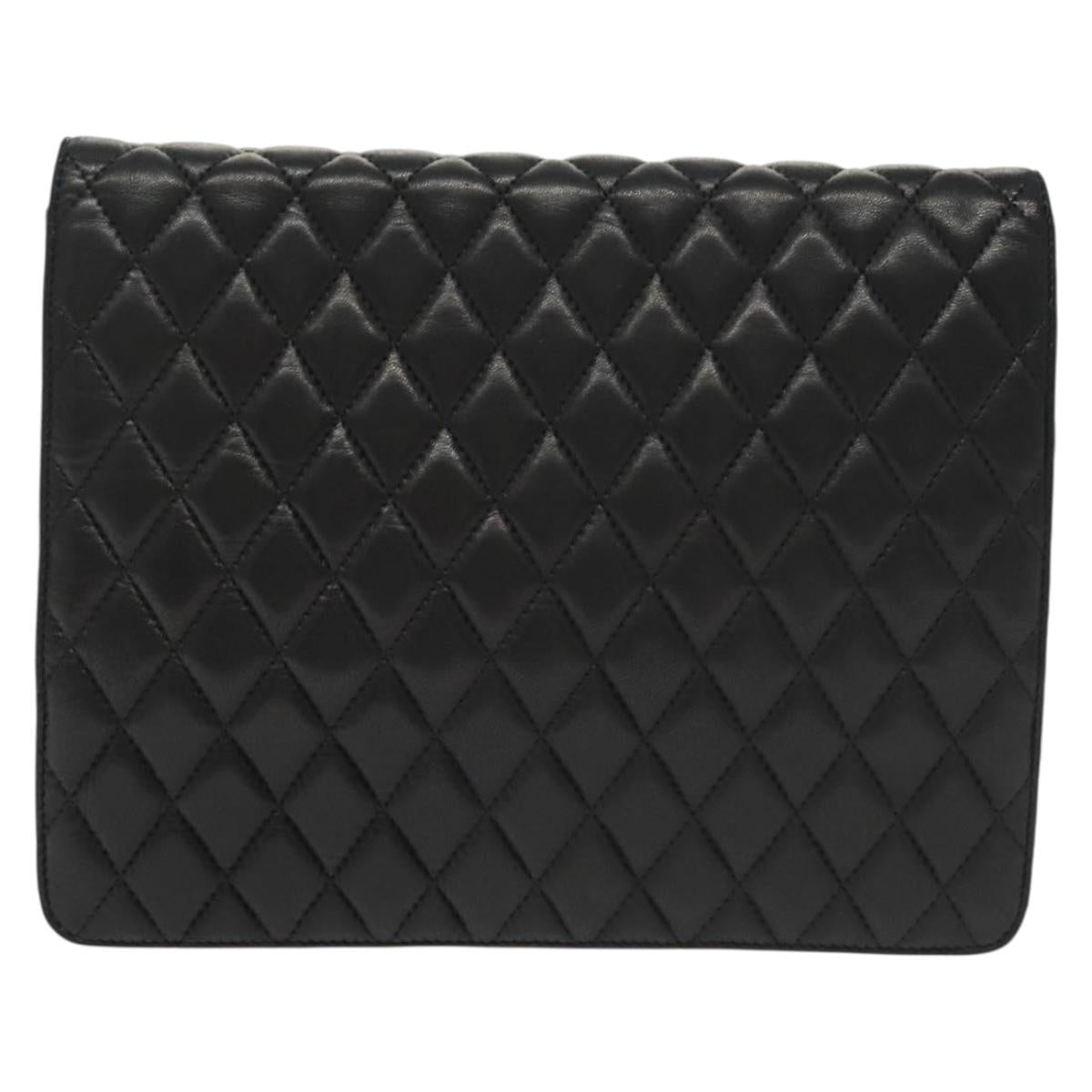 BALLY Chain Shoulder Bag Leather Black Gold Auth 142113