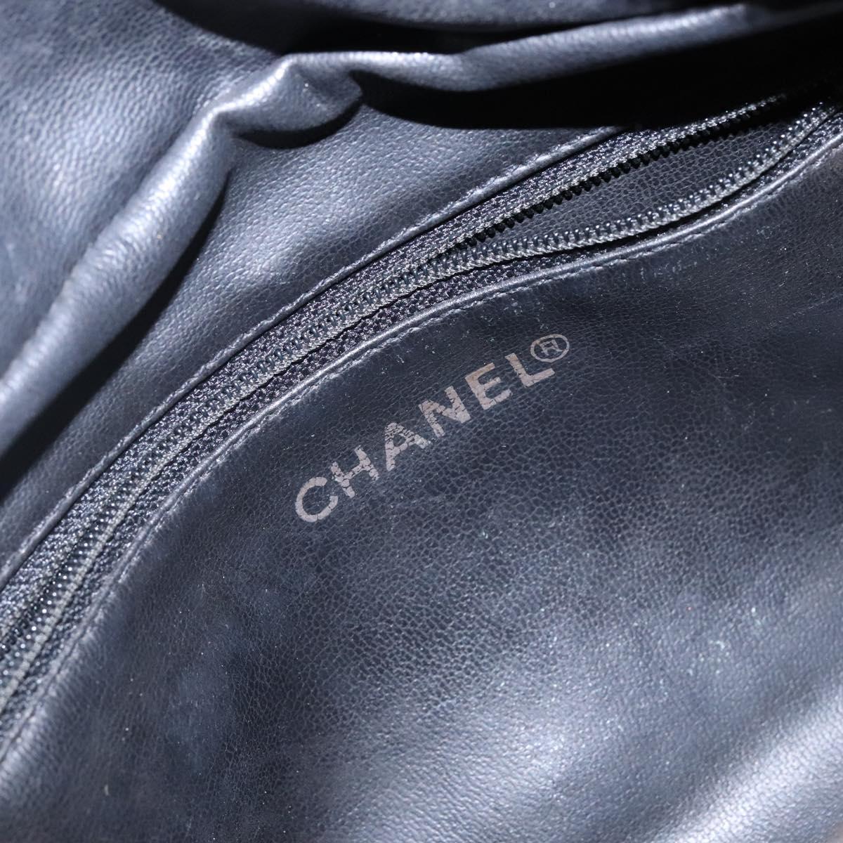 CHANEL Matelasse Pouch Leather Black Gold CC Auth 142115