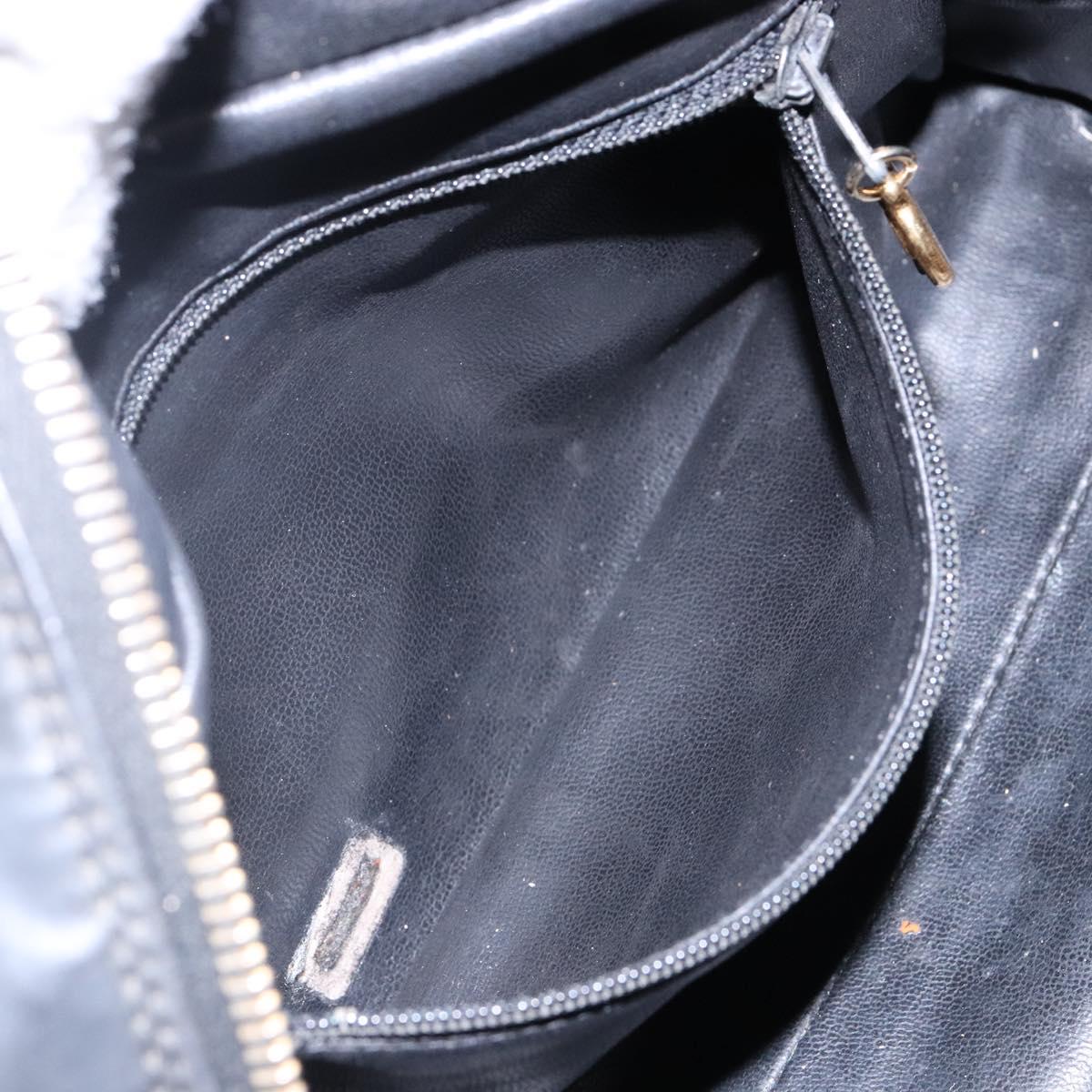 CHANEL Matelasse Pouch Leather Black Gold CC Auth 142115