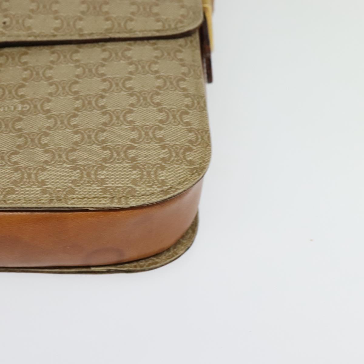 CELINE Macadam Canvas Shoulder Bag PVC Beige Gold Auth 142119