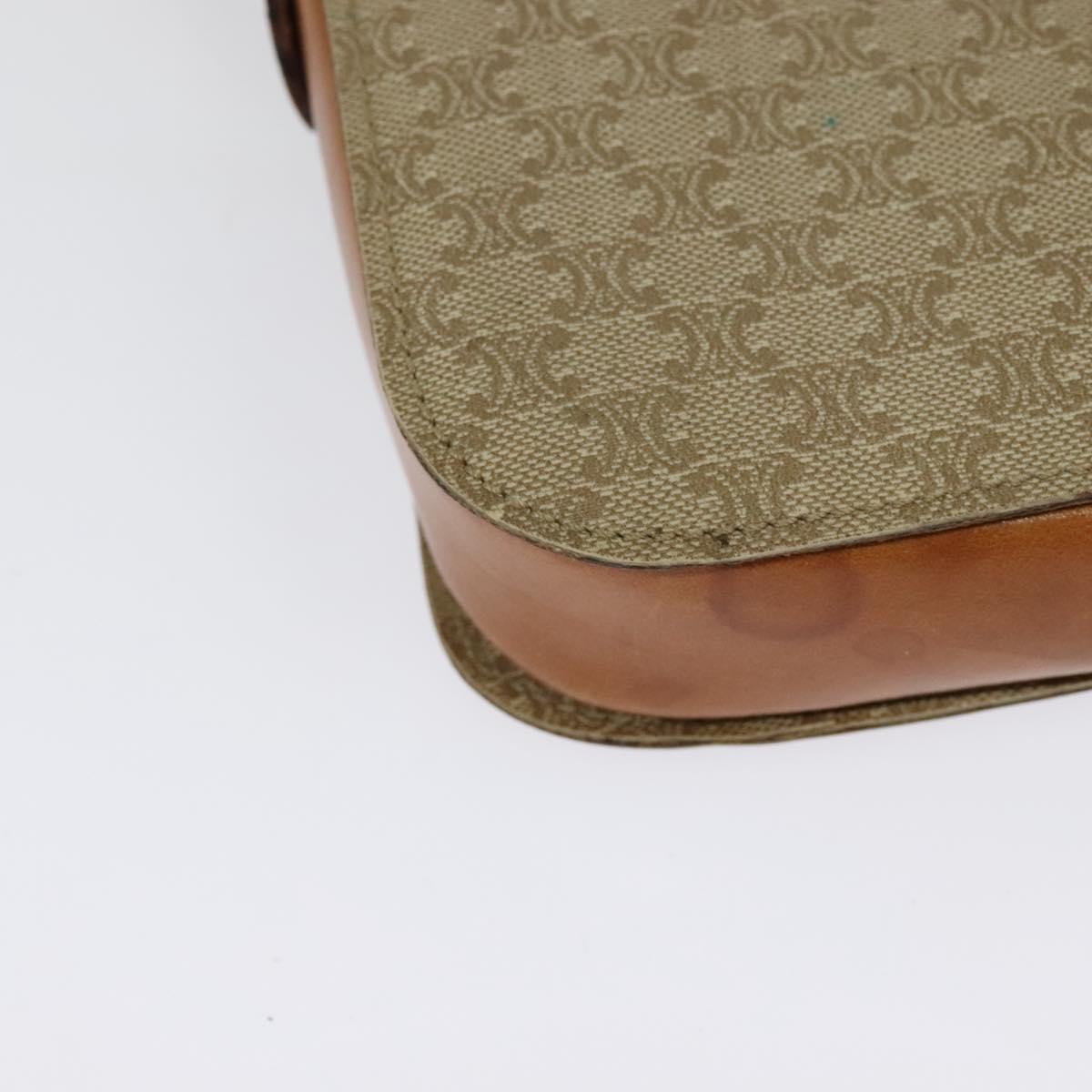 CELINE Macadam Canvas Shoulder Bag PVC Beige Gold Auth 142119