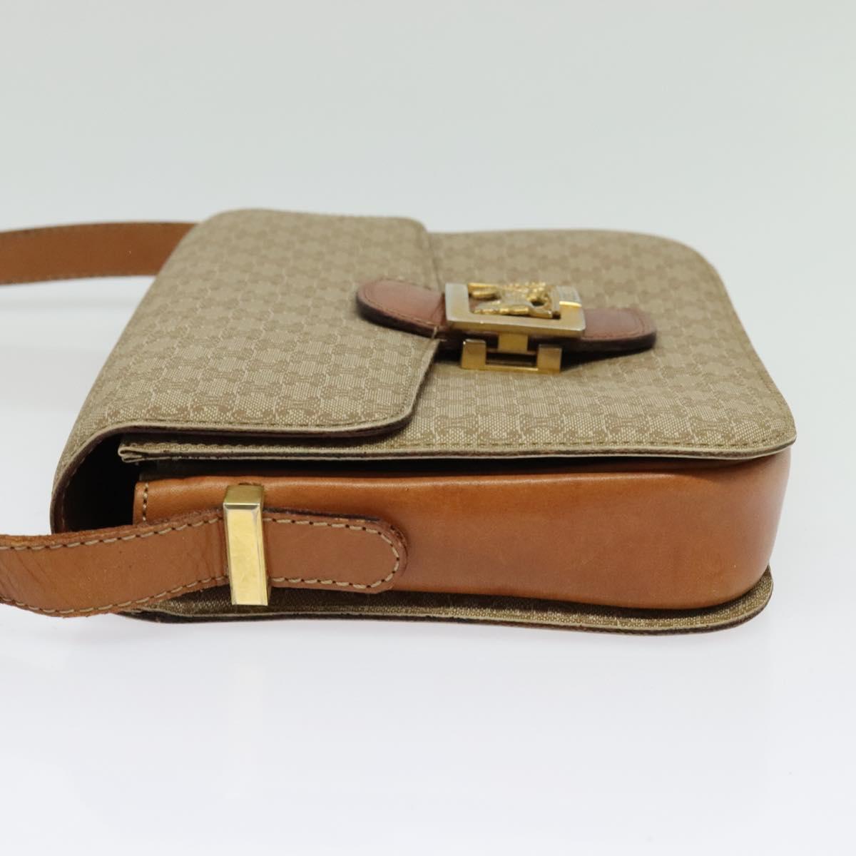 CELINE Macadam Canvas Shoulder Bag PVC Beige Gold Auth 142119