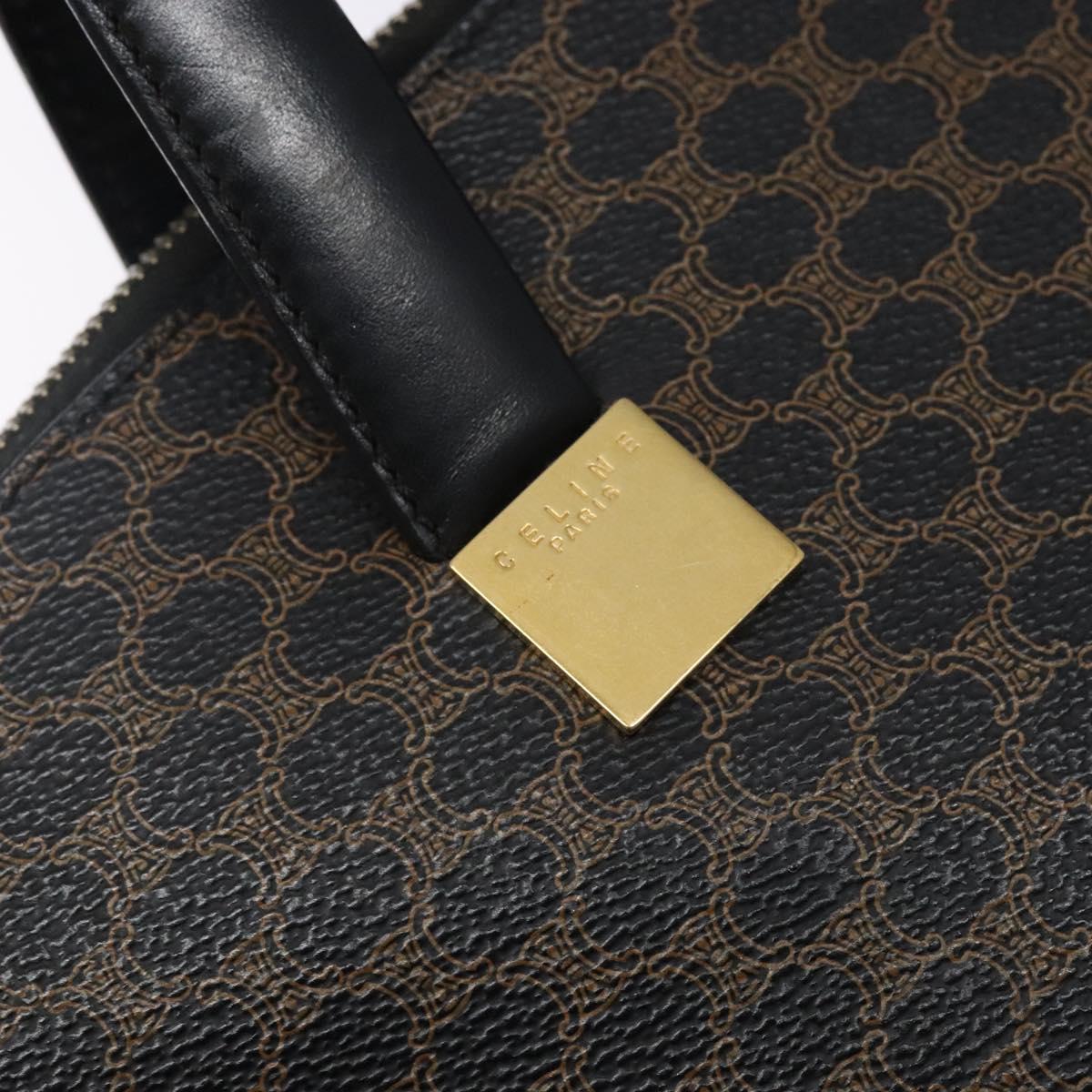 CELINE Macadam Canvas Hand Bag PVC Leather Black Gold Auth 142120