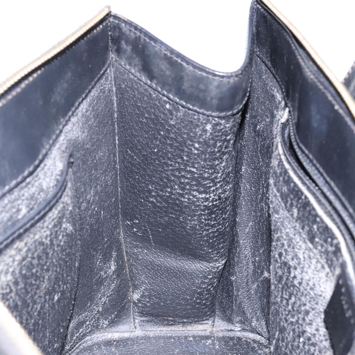 CELINE Macadam Canvas Hand Bag PVC Leather Black Gold Auth 142120