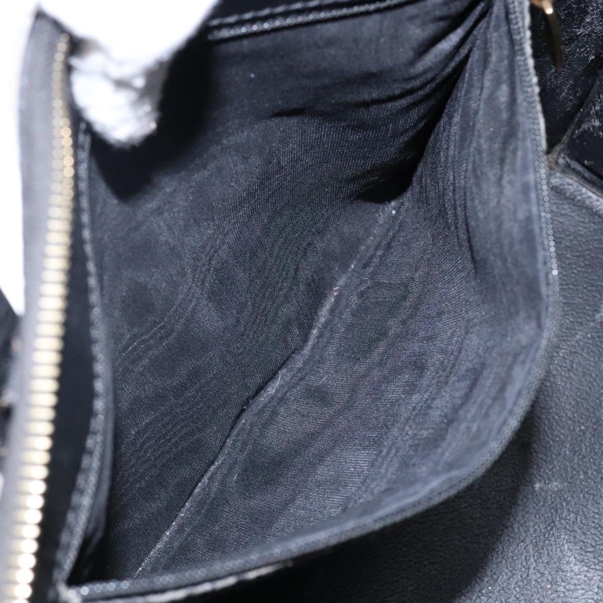 CELINE Macadam Canvas Hand Bag PVC Leather Black Gold Auth 142120