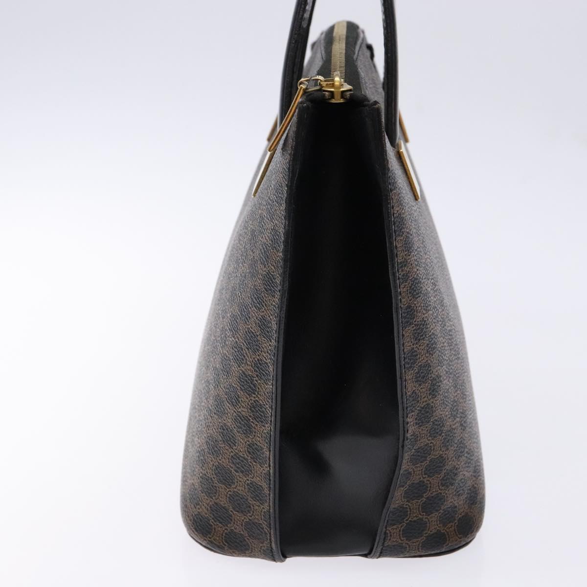 CELINE Macadam Canvas Hand Bag PVC Leather Black Gold Auth 142120
