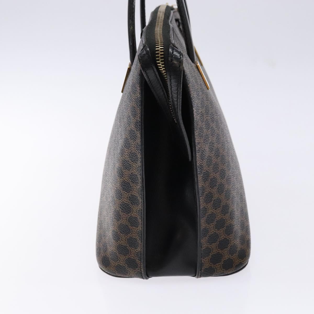 CELINE Macadam Canvas Hand Bag PVC Leather Black Gold Auth 142120