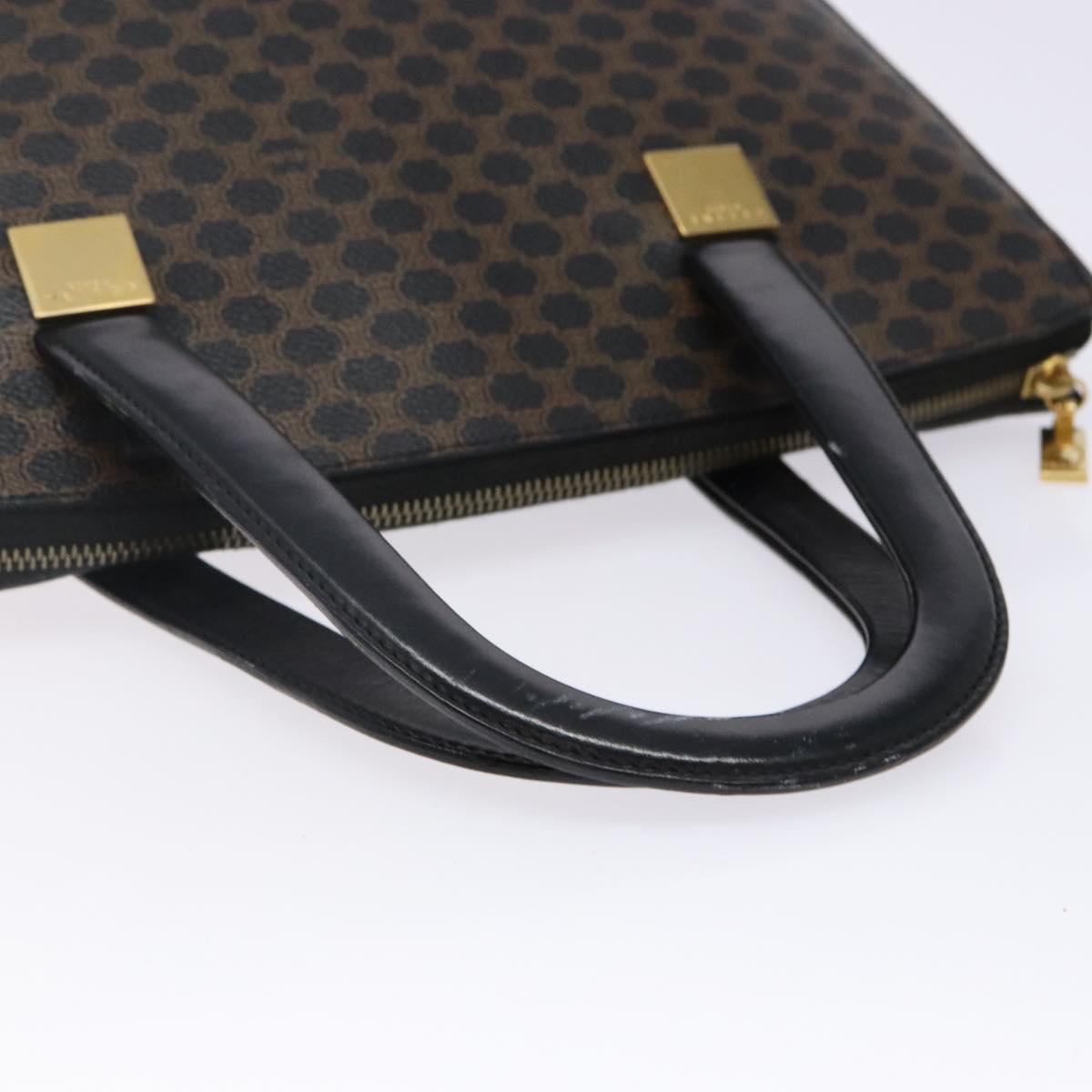 CELINE Macadam Canvas Hand Bag PVC Leather Black Gold Auth 142120
