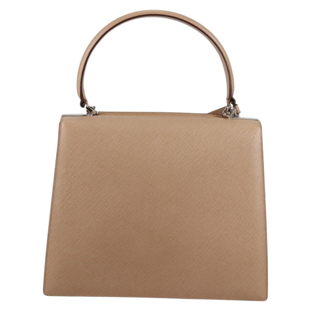 Salvatore Ferragamo Gancini Hand Bag Leather 2way Beige Silver Auth 142127V