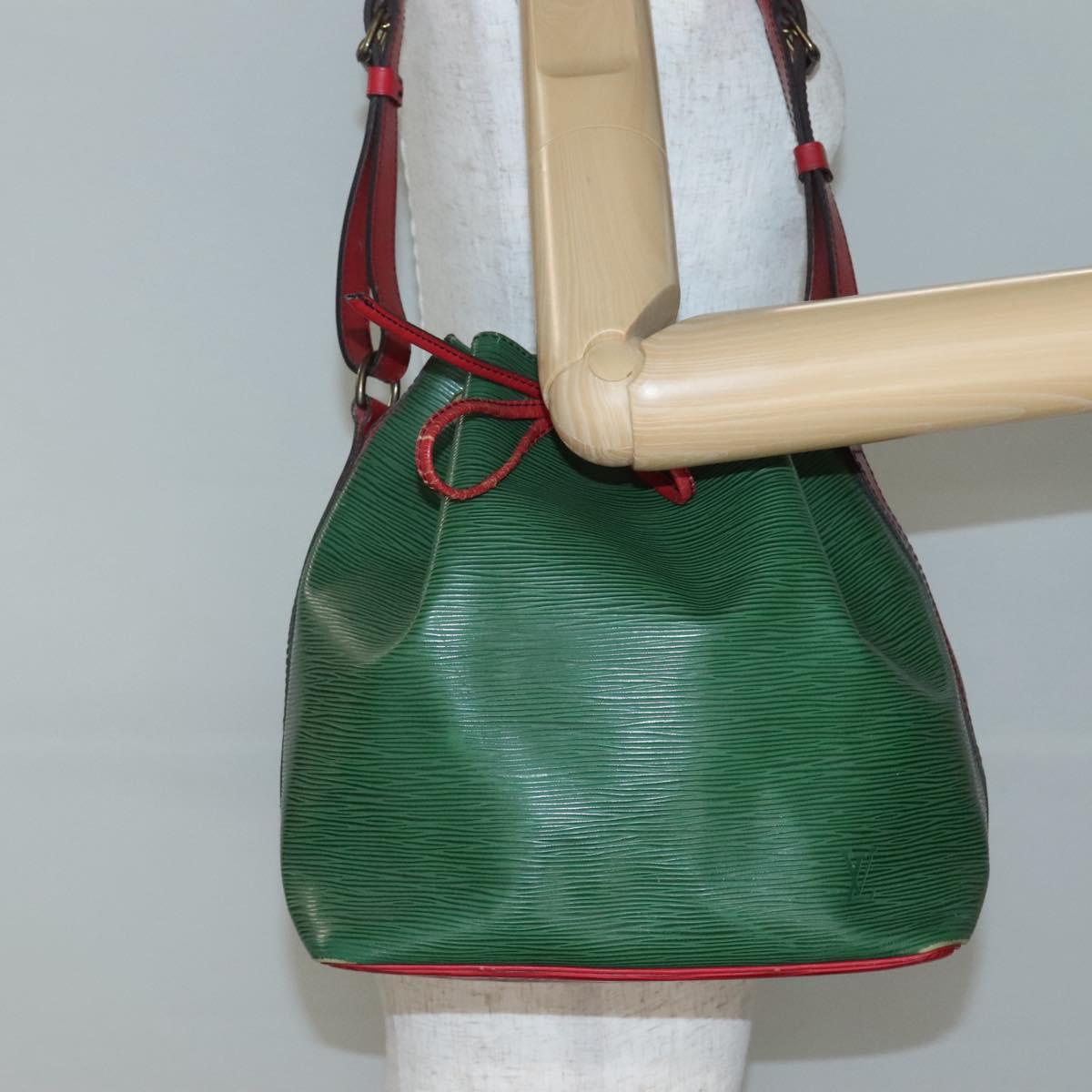 LOUIS VUITTON Epi Petit Noe Shoulder Bag Bicolor Green Red M44147 LV Auth 142133