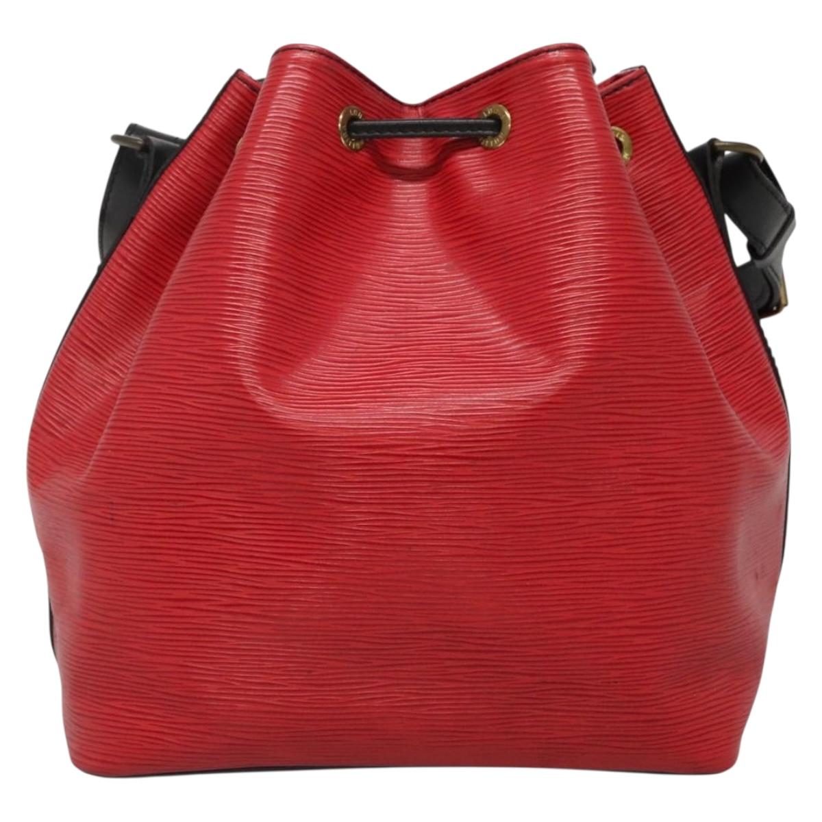 LOUIS VUITTON Epi Petit Noe Shoulder Bag Bicolor Black Red M44017 LV Auth 142148