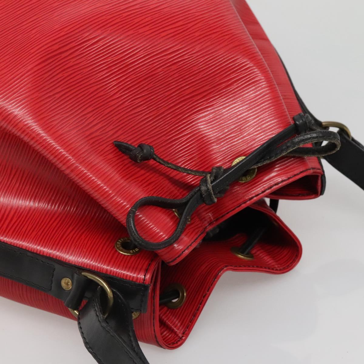 LOUIS VUITTON Epi Petit Noe Shoulder Bag Bicolor Black Red M44017 LV Auth 142148