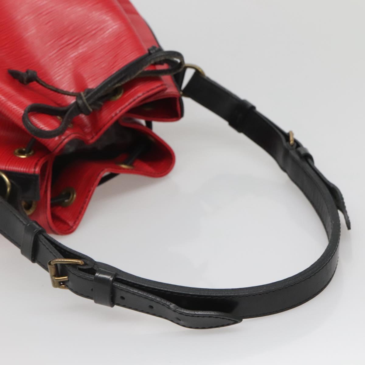 LOUIS VUITTON Epi Petit Noe Shoulder Bag Bicolor Black Red M44017 LV Auth 142148