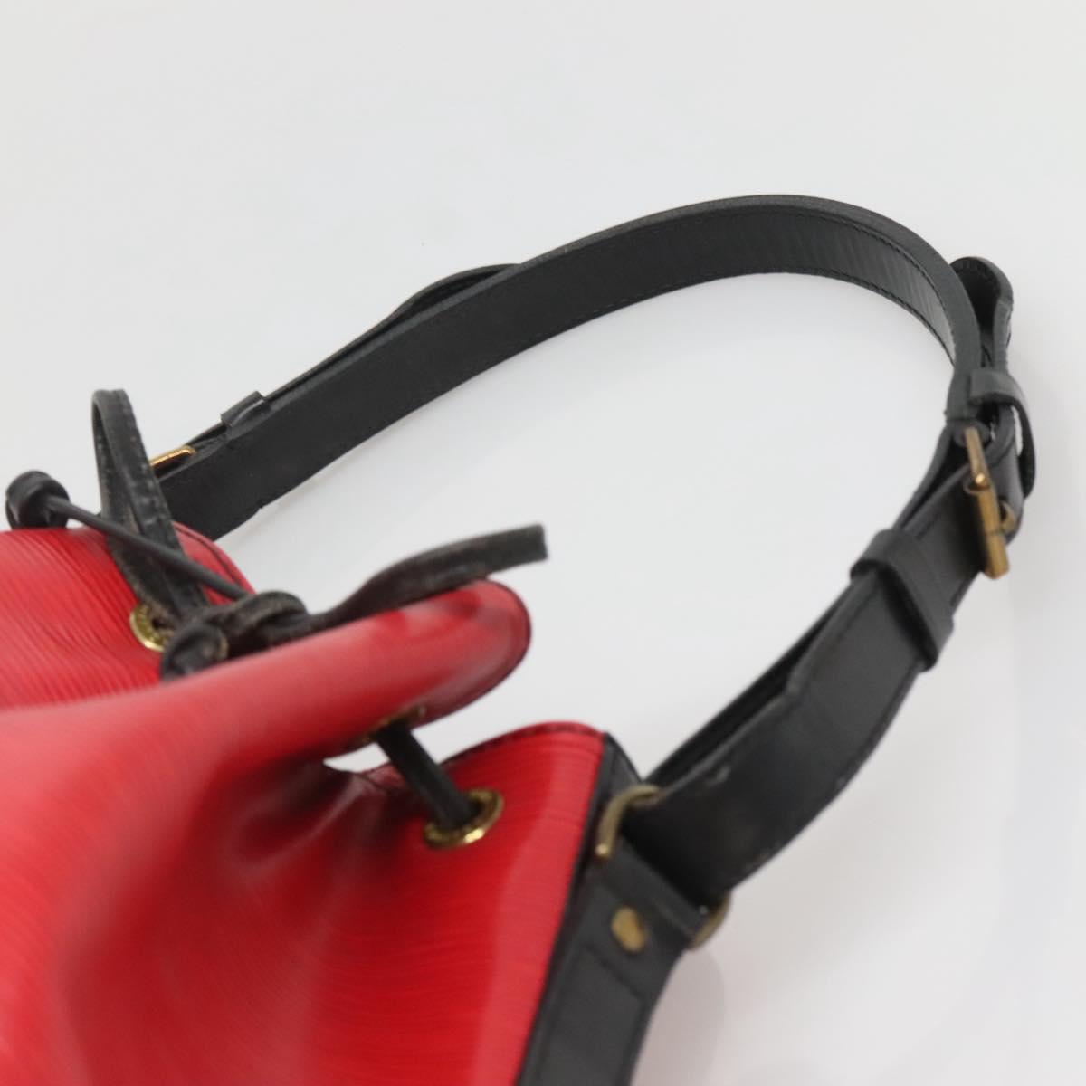 LOUIS VUITTON Epi Petit Noe Shoulder Bag Bicolor Black Red M44017 LV Auth 142148