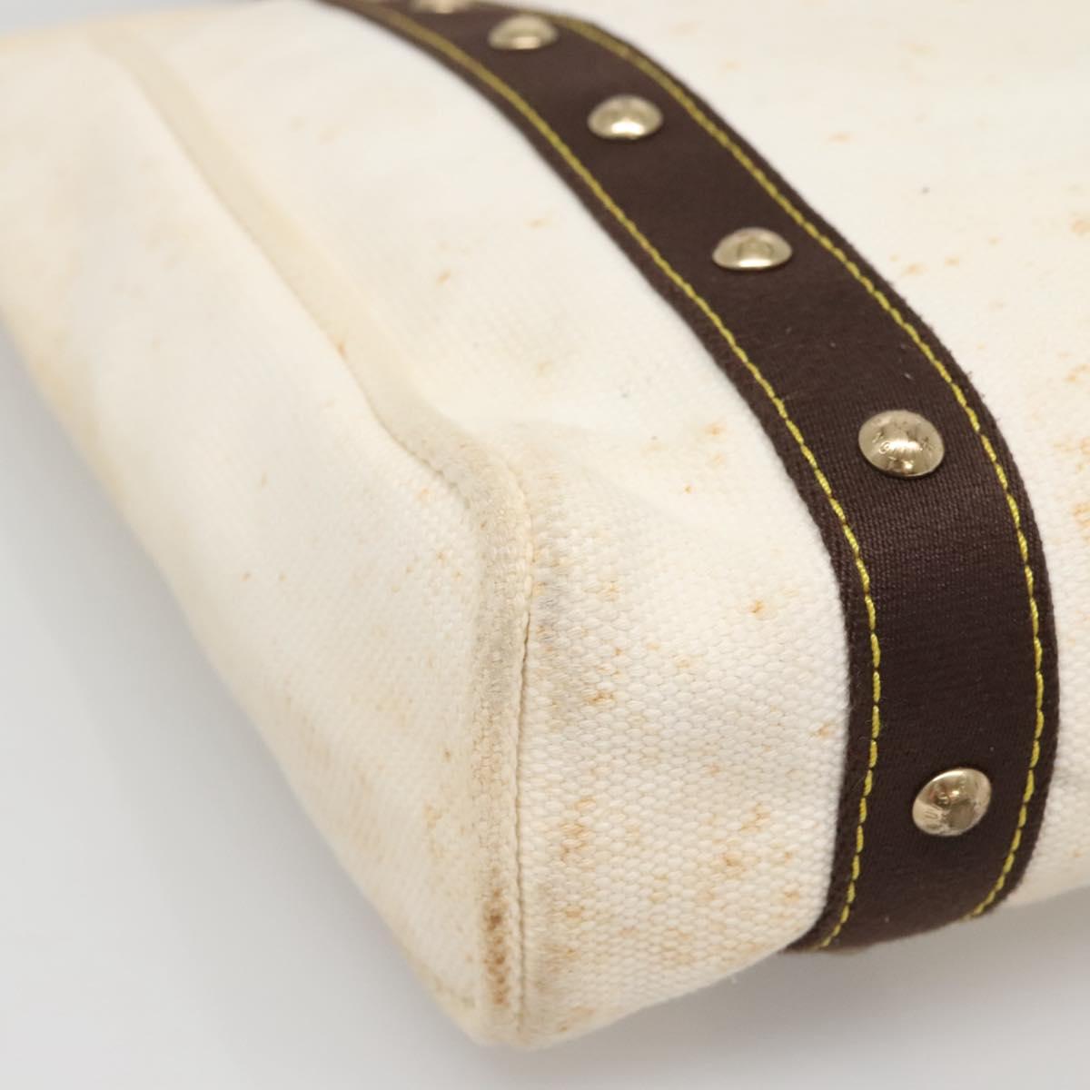 LOUIS VUITTON Antigua Cabas PM Tote Bag White Brown M40036 LV Auth 142158