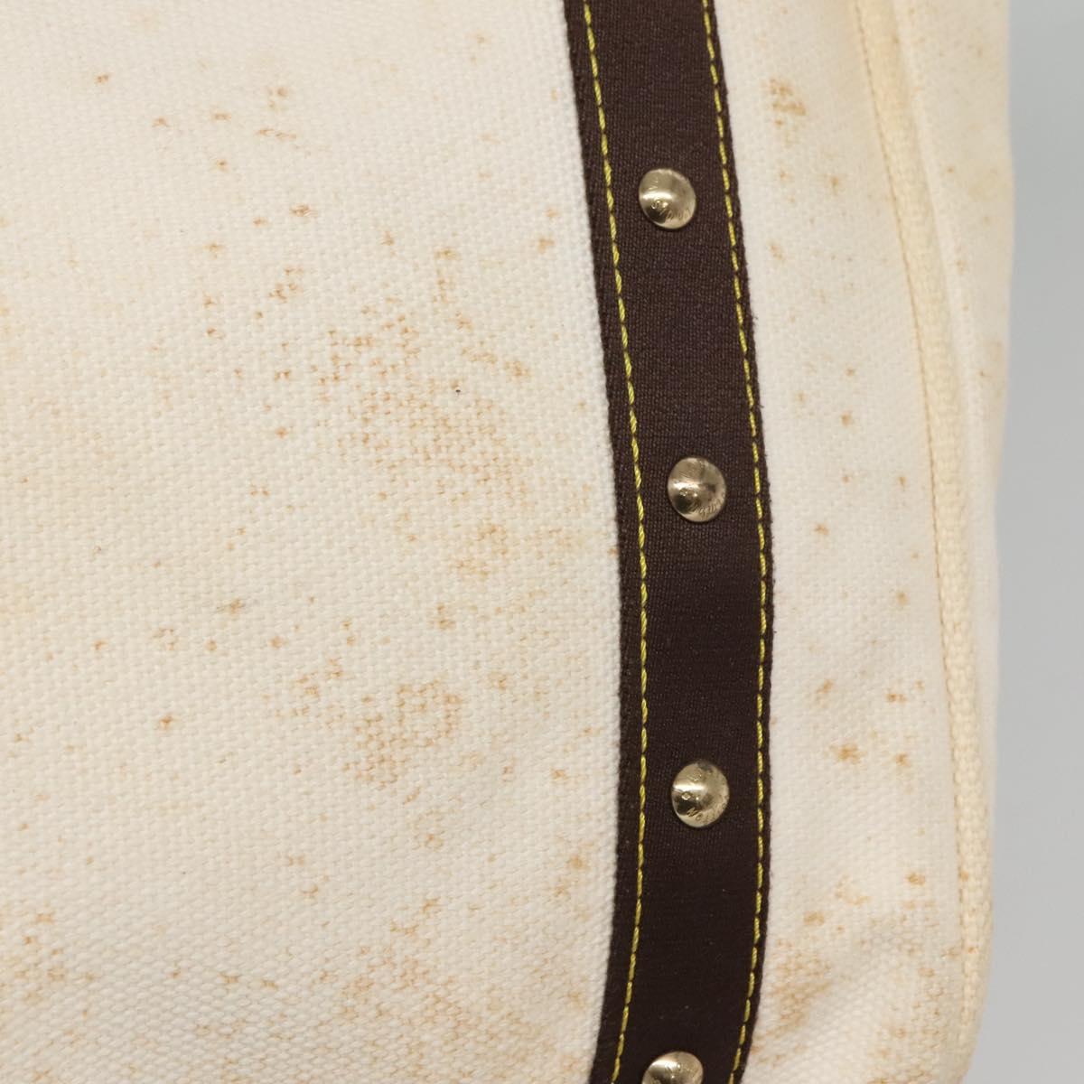 LOUIS VUITTON Antigua Cabas PM Tote Bag White Brown M40036 LV Auth 142158