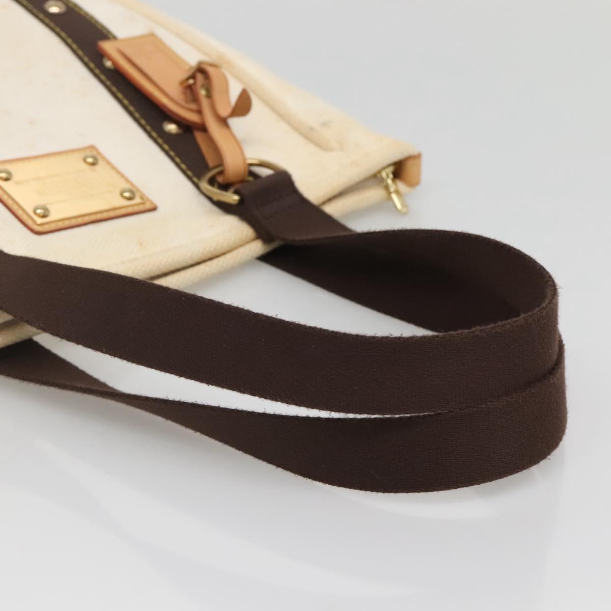 LOUIS VUITTON Antigua Cabas PM Tote Bag White Brown M40036 LV Auth 142158