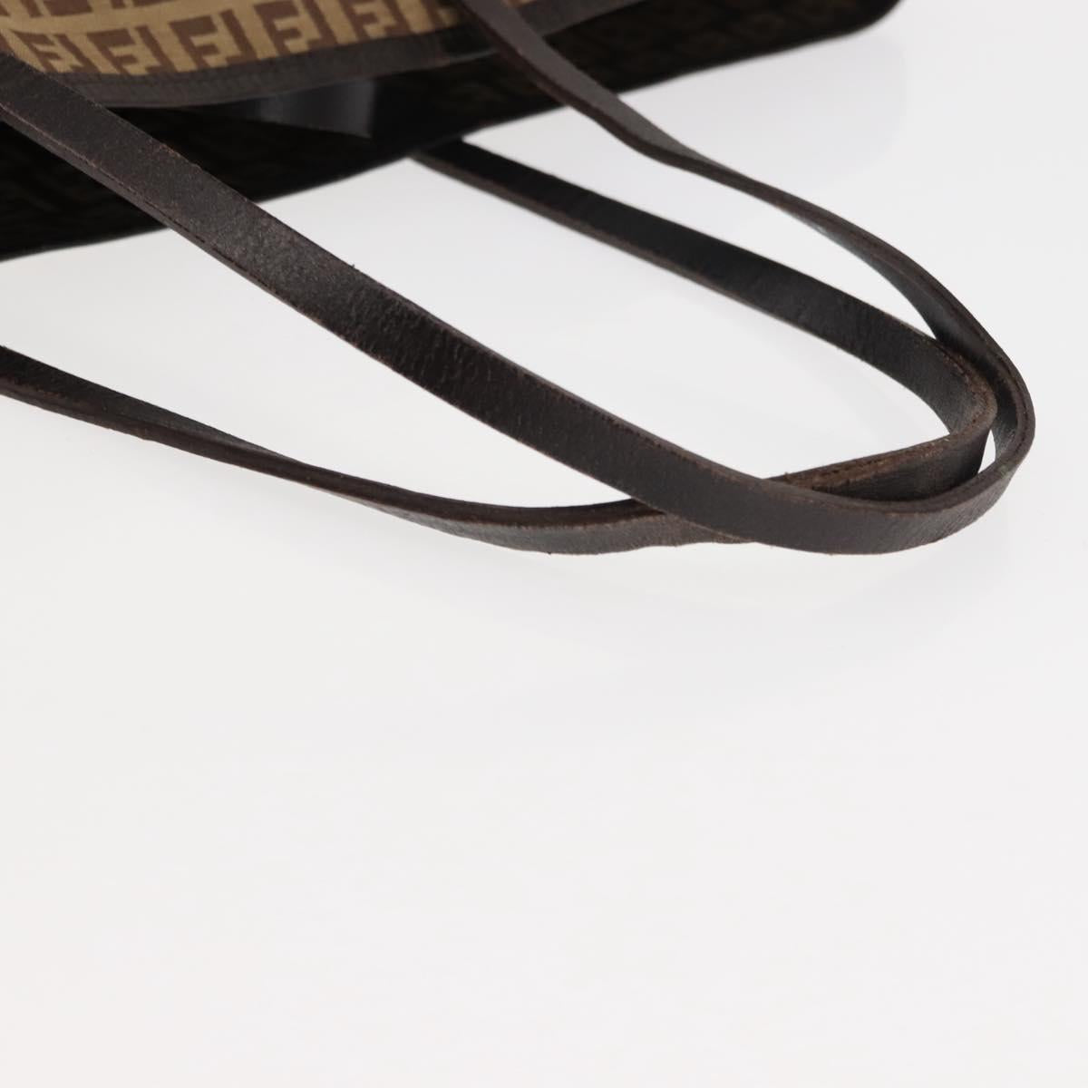FENDI Zucchino Canvas Tote Bag Brown Auth 142159