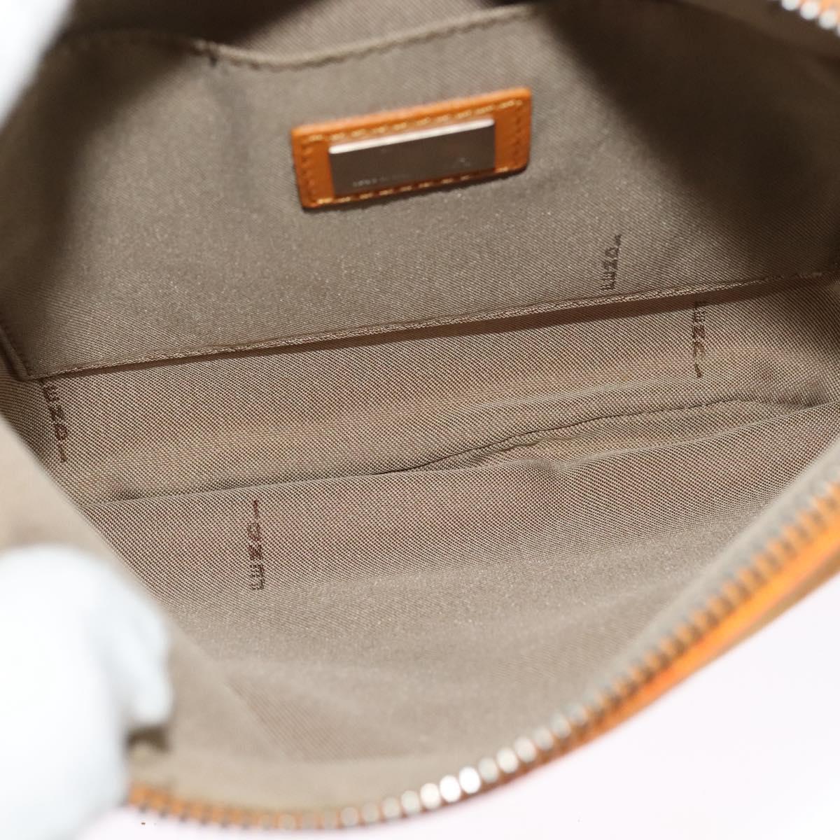 FENDI Zucchino Canvas Shoulder Bag Orange Silver Auth 142160