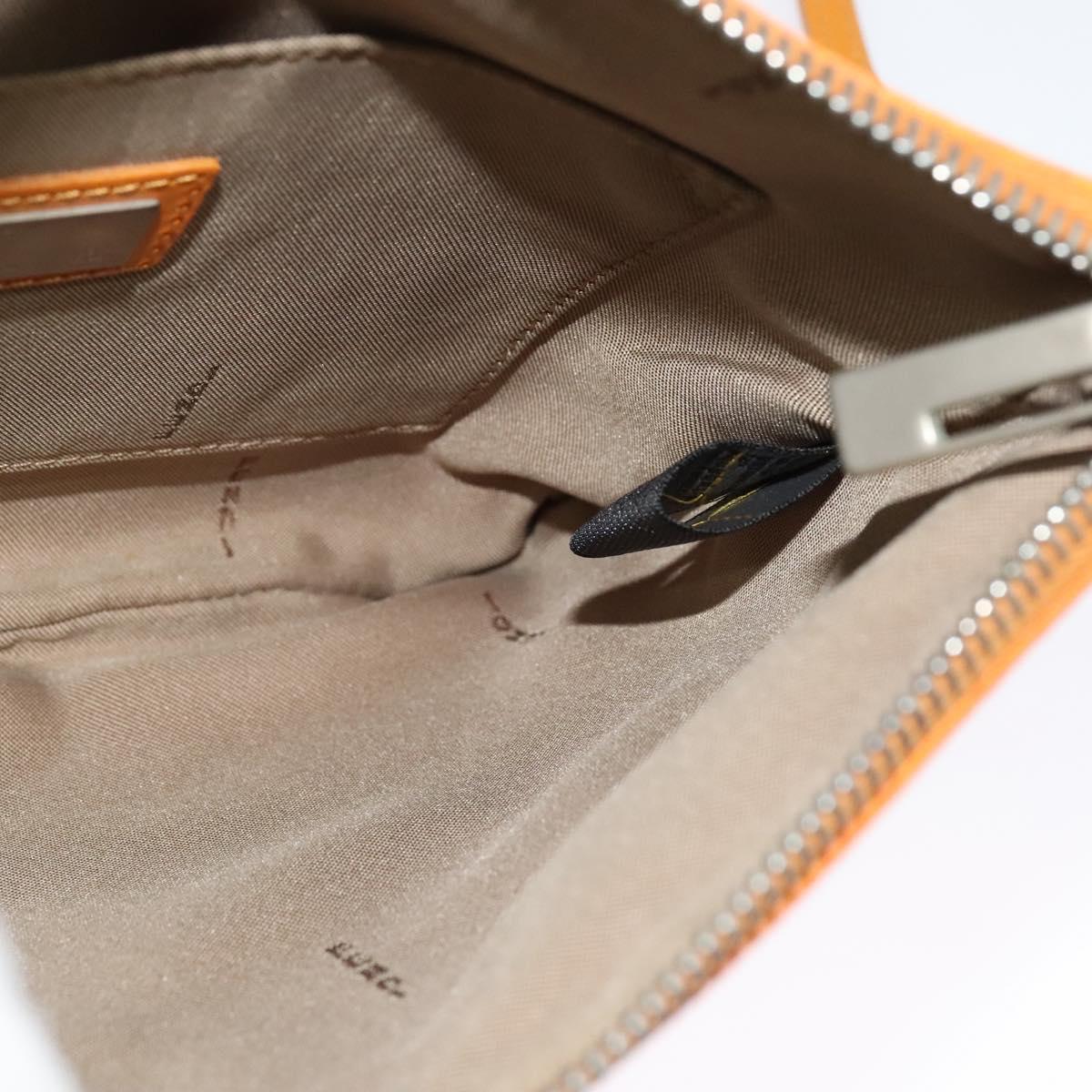 FENDI Zucchino Canvas Shoulder Bag Orange Silver Auth 142160