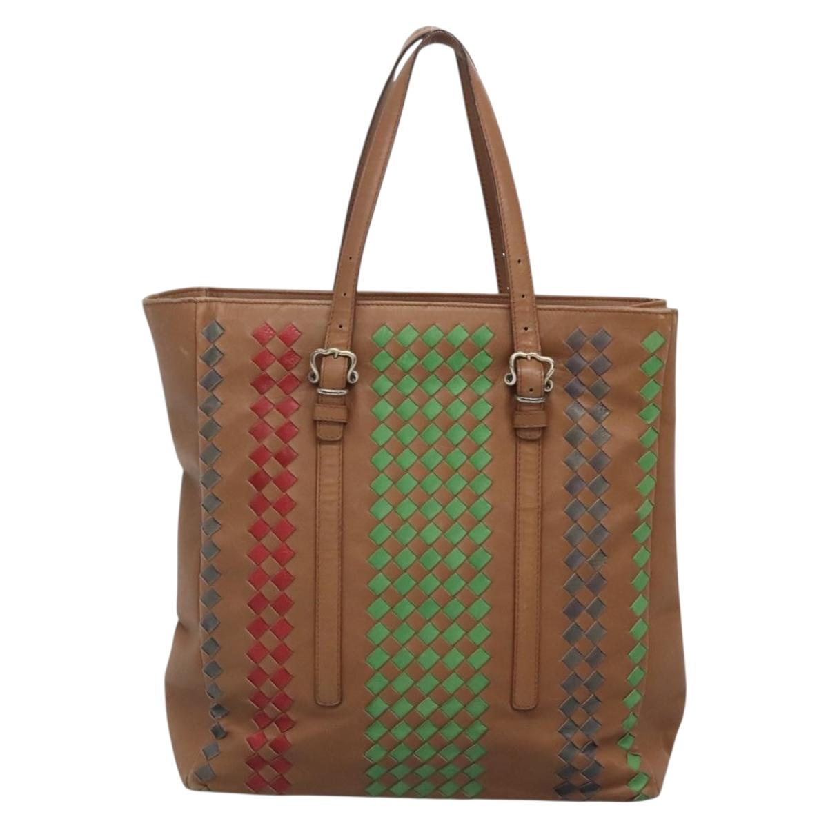BOTTEGA VENETA INTRECCIATO Tote Bag Leather Brown Auth 142163