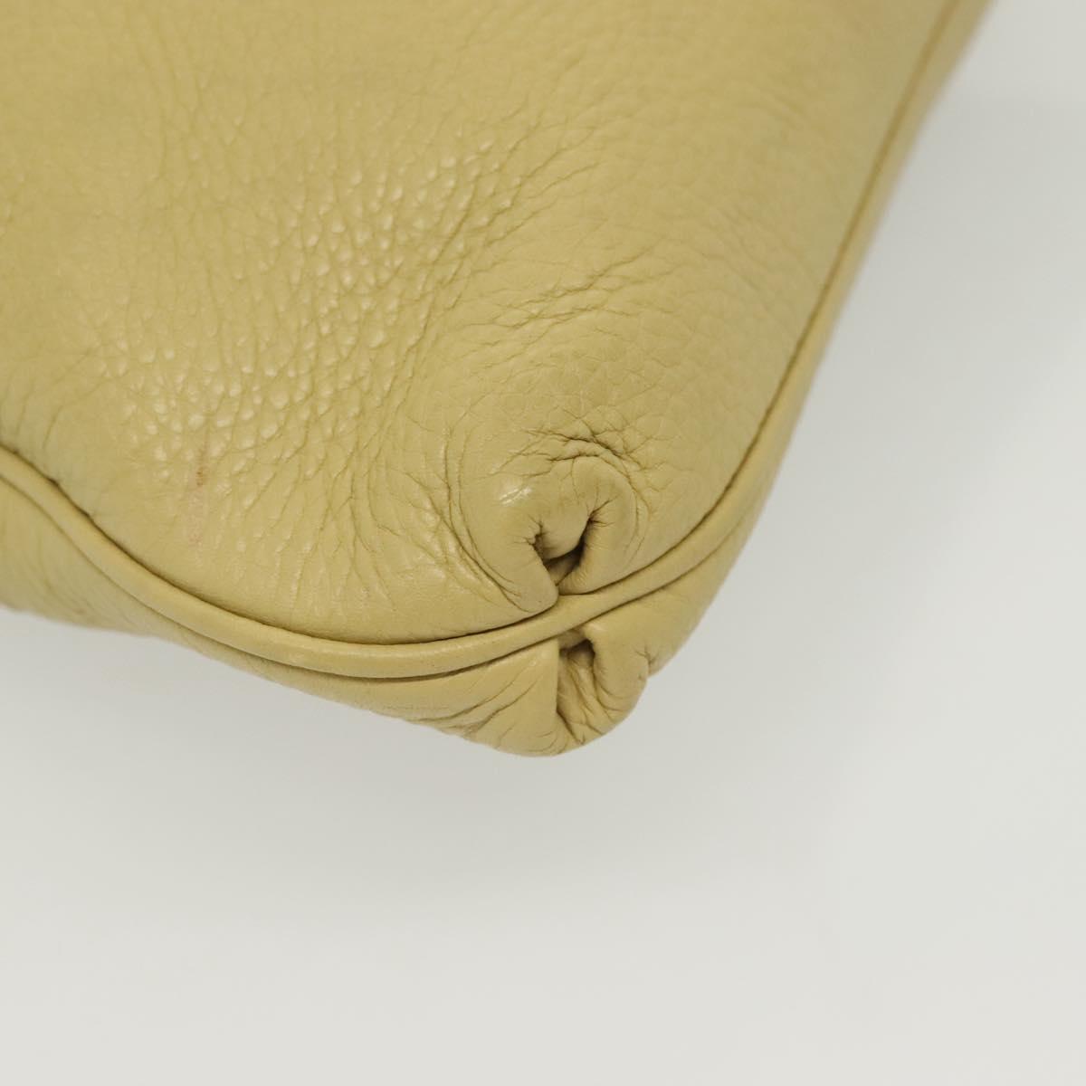 Salvatore Ferragamo Gancini Shoulder Bag Leather Yellow Silver Auth 142164